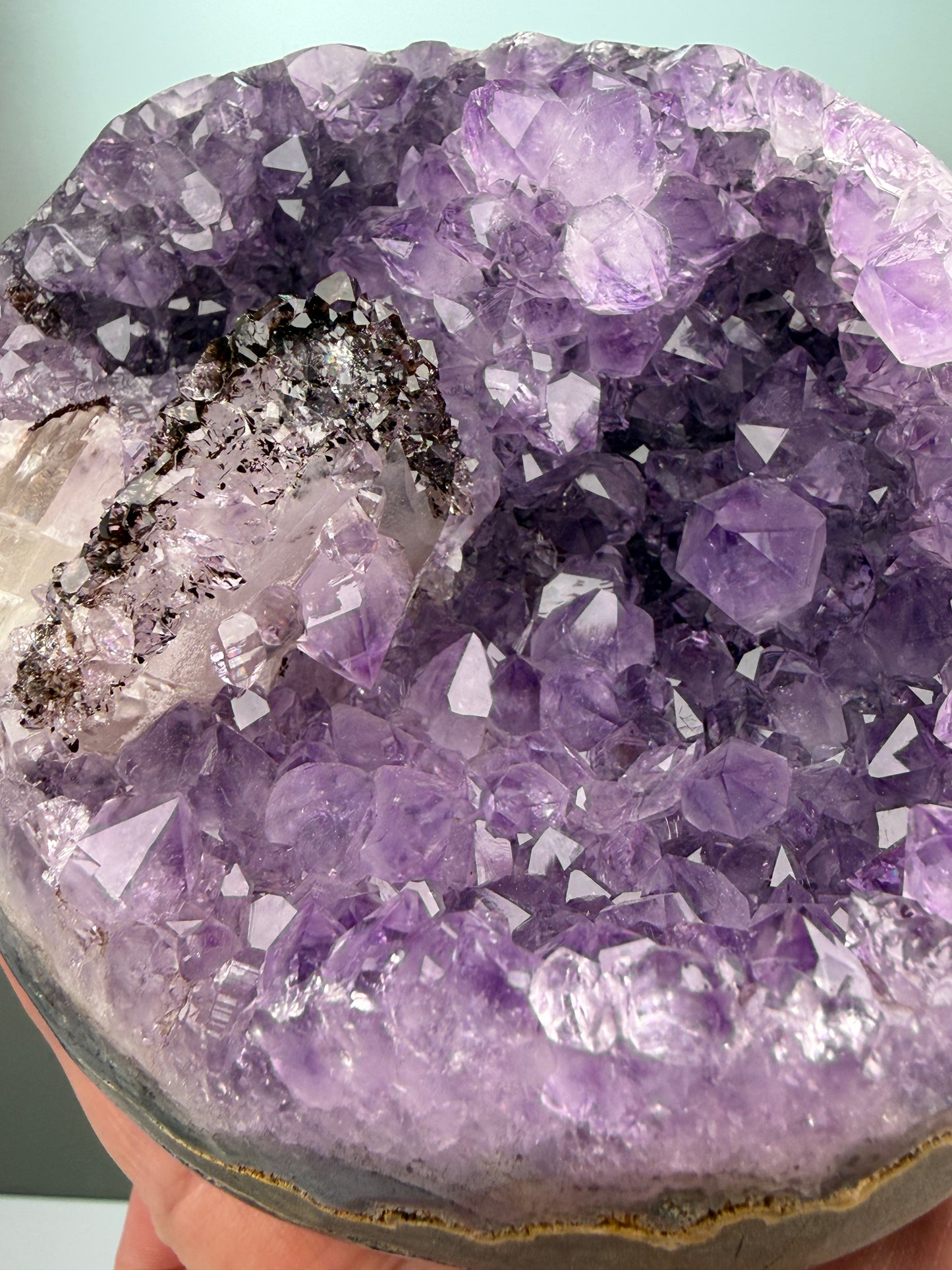 Purple Amethyst with “Shark Fin” Calcite Hematite Geothite | Collector’s Grade | Unique Statement Piece