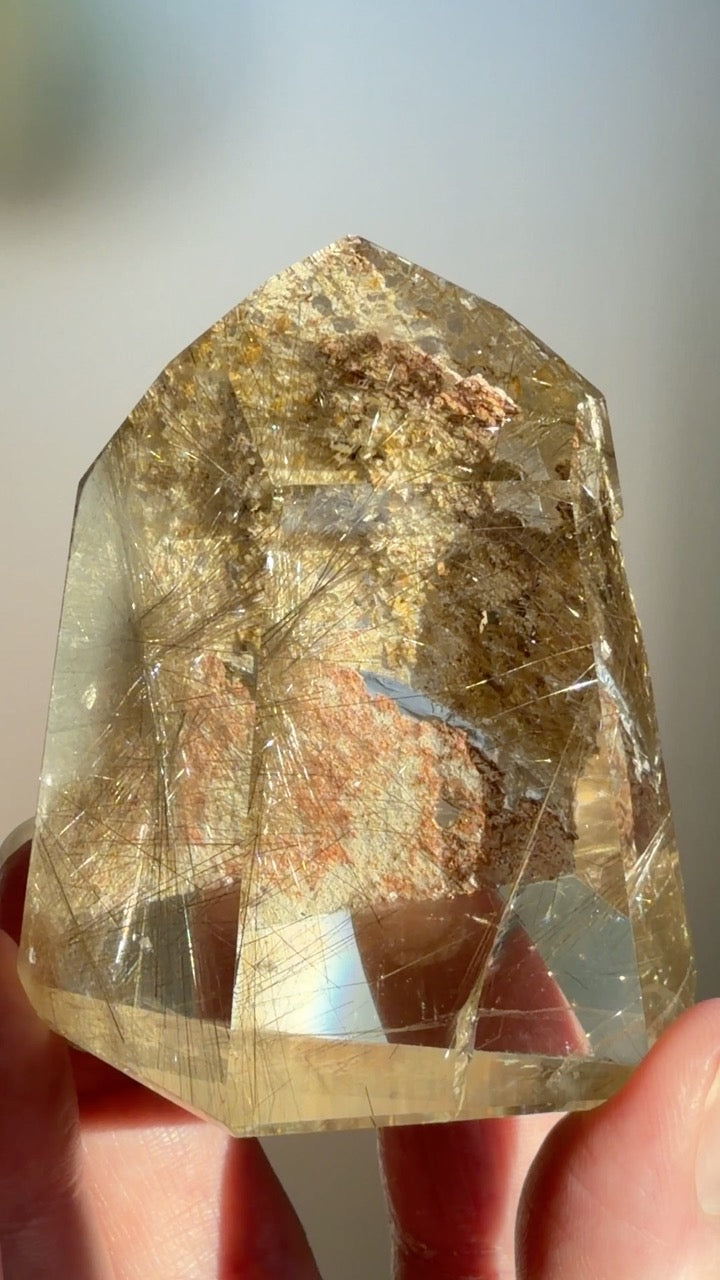 Silver Rutilated Quartz with Lodolite Freeform
