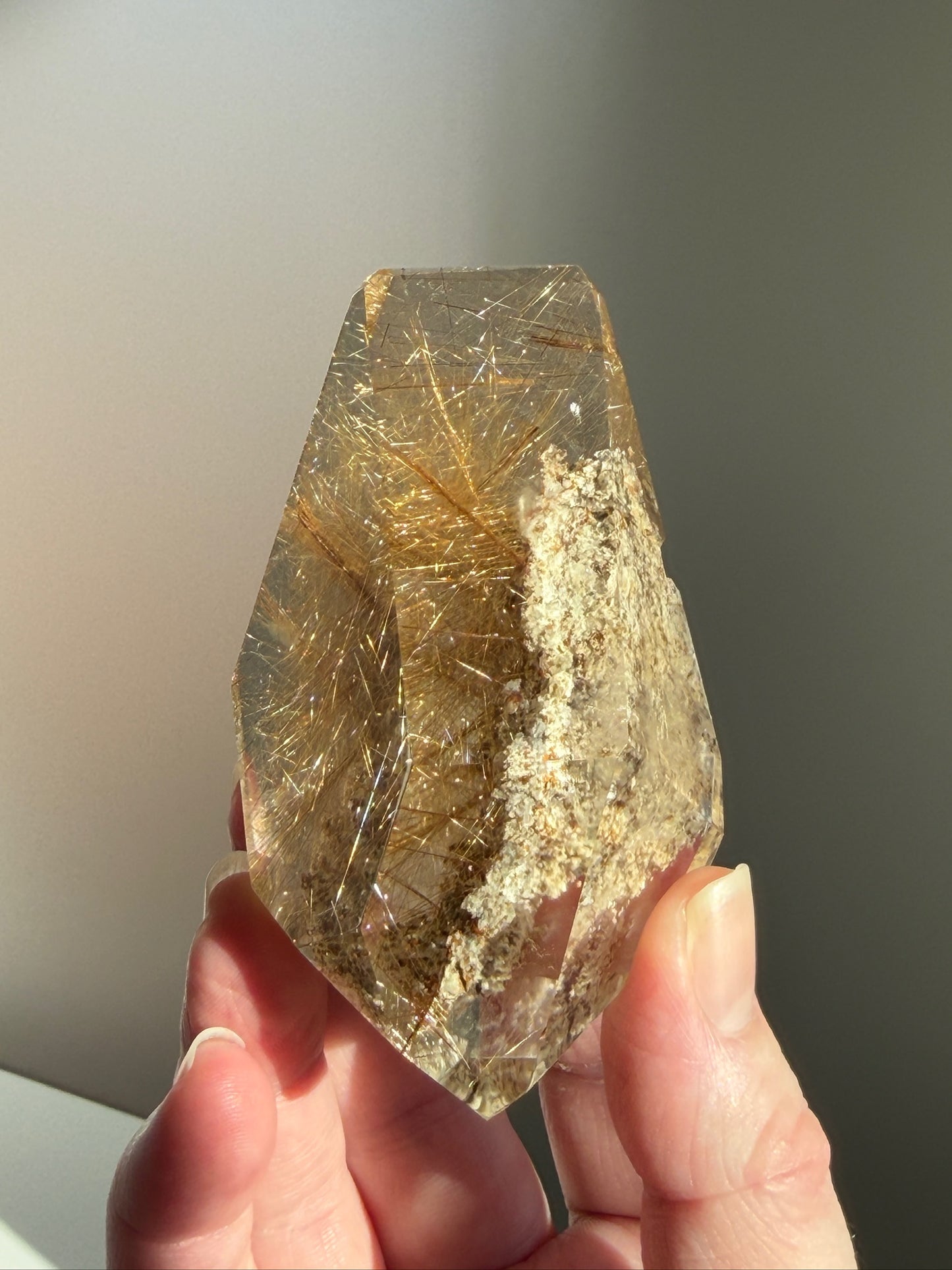Golden Rutilated Quartz with Lodolite Freeform