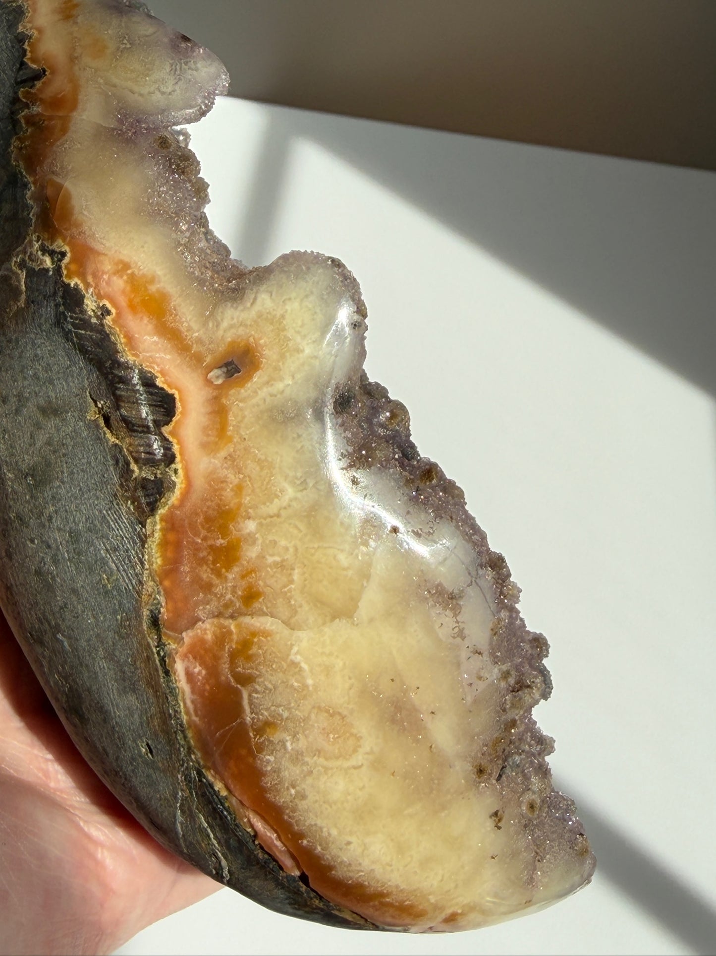 Rare Naturally Spotted Yellow & Lilac Sugar Amethyst Freeform with Geothite - very unique!