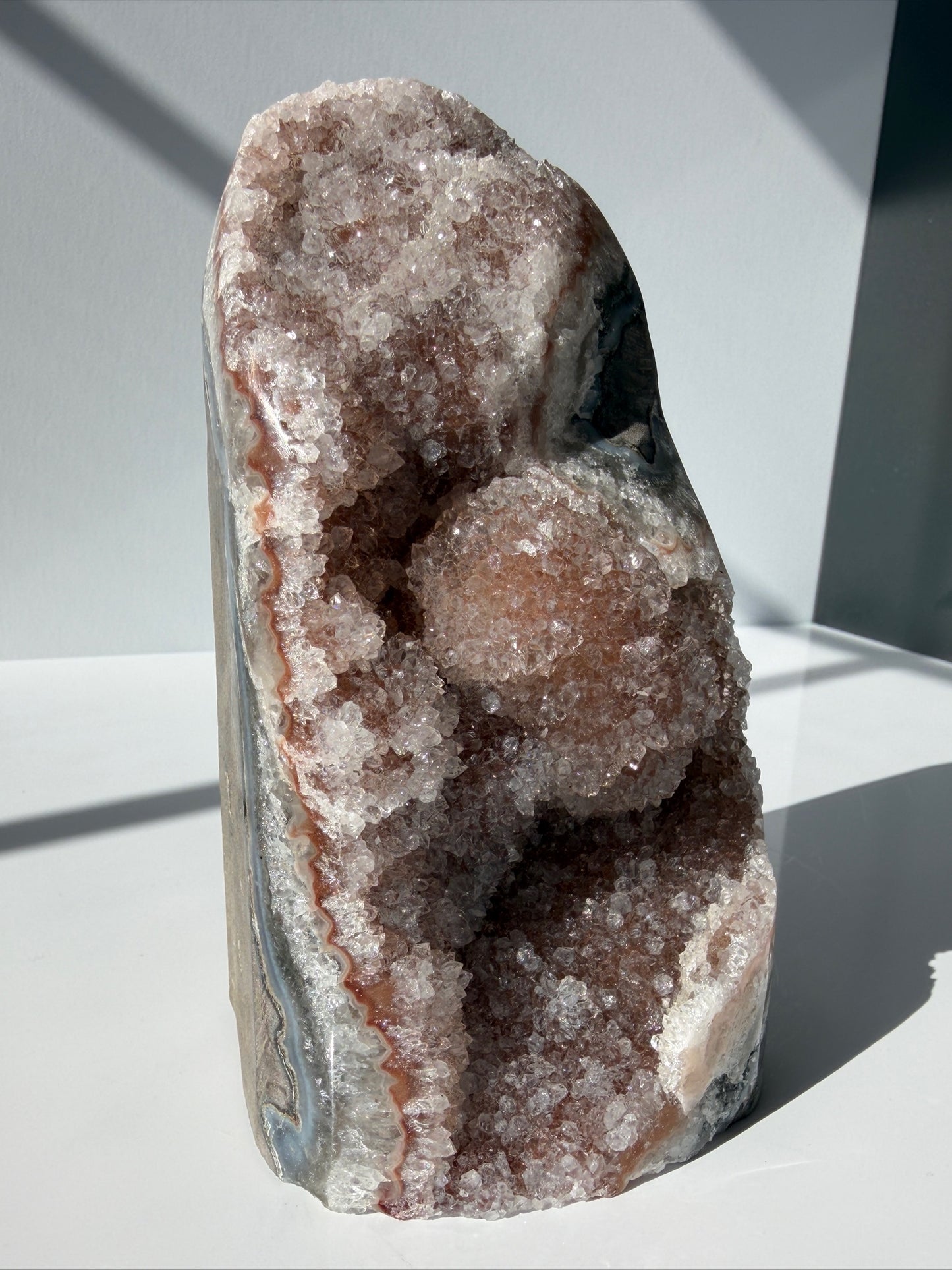 Druzy Pink Amethyst Cutbase with Bubbly Formations