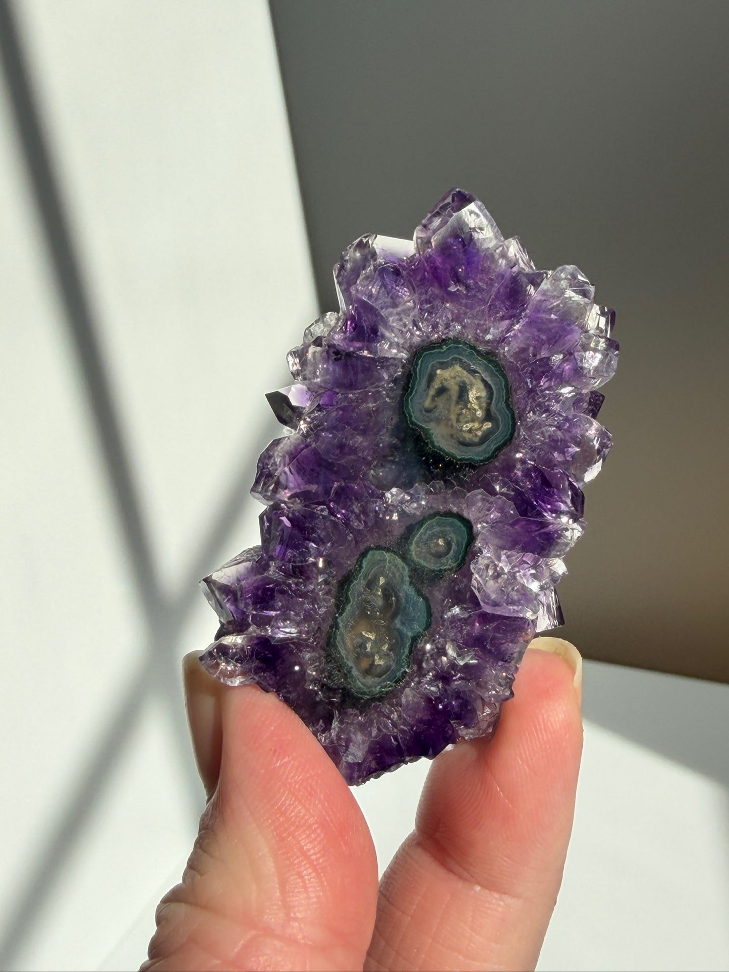 High-Grade Rich Purple Amethyst over Stalactite Slice