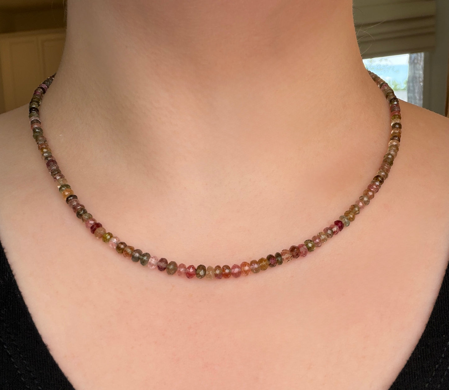 Authentic Brazilian Rainbow Multi Tourmaline Necklace | Hand-Faceted | 925 Sterling Silver | High Grade