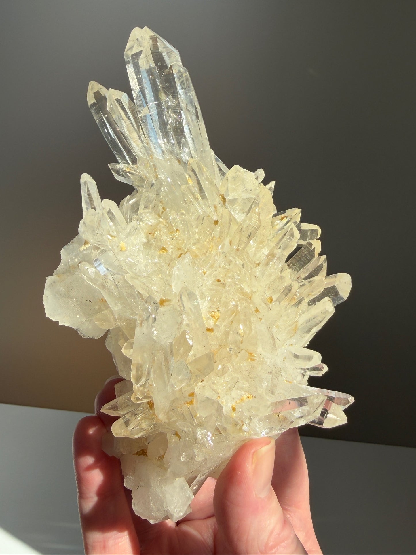 Golden “Starburst” Colombian Lemurian Quartz Cluster