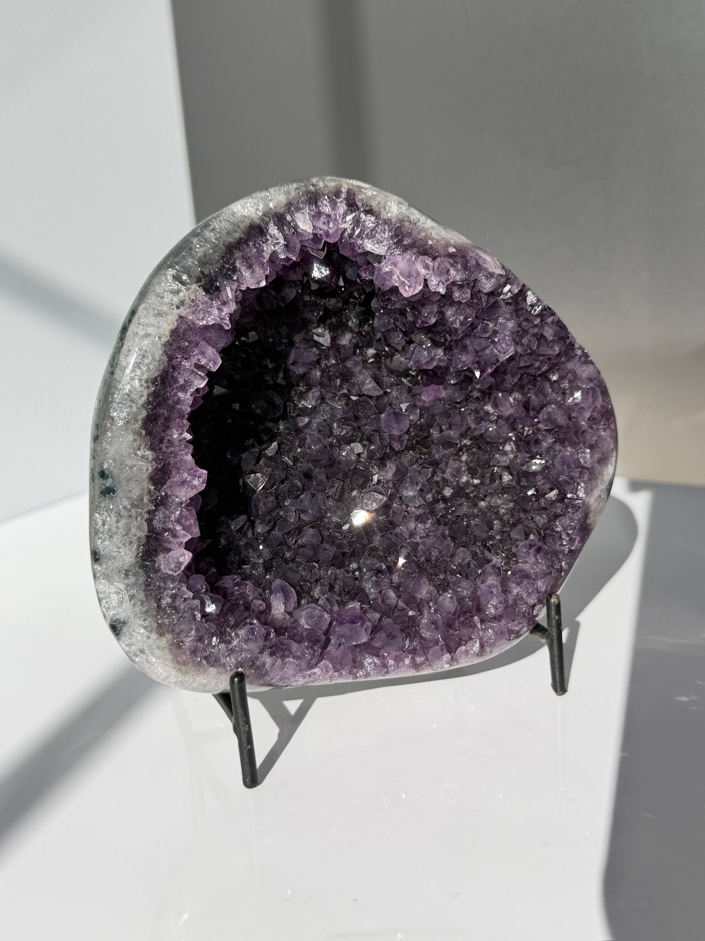 Deep Purple Amethyst Cave with Stand - High Quality