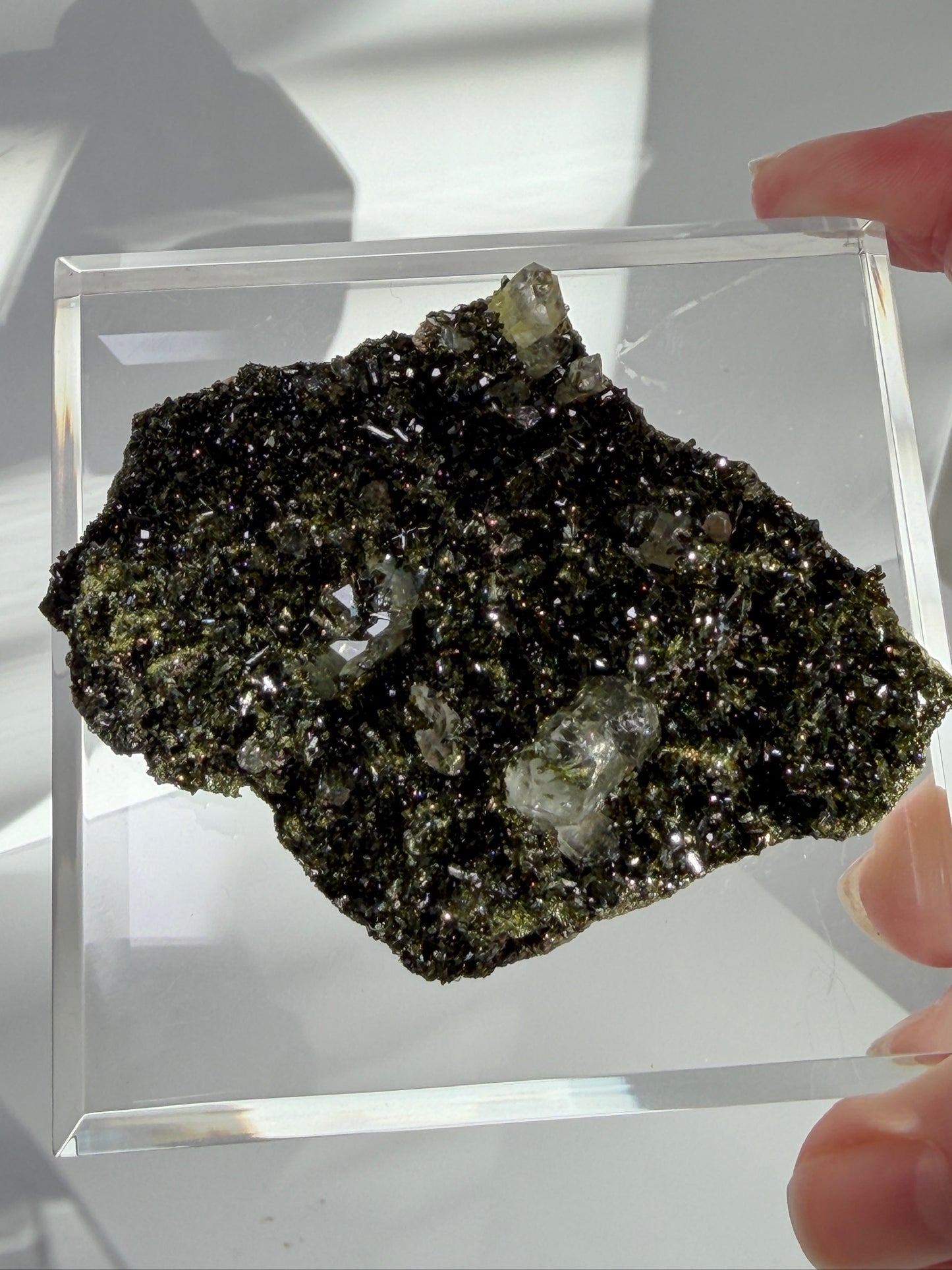 Deep Forest Green Epidote with Quartz
