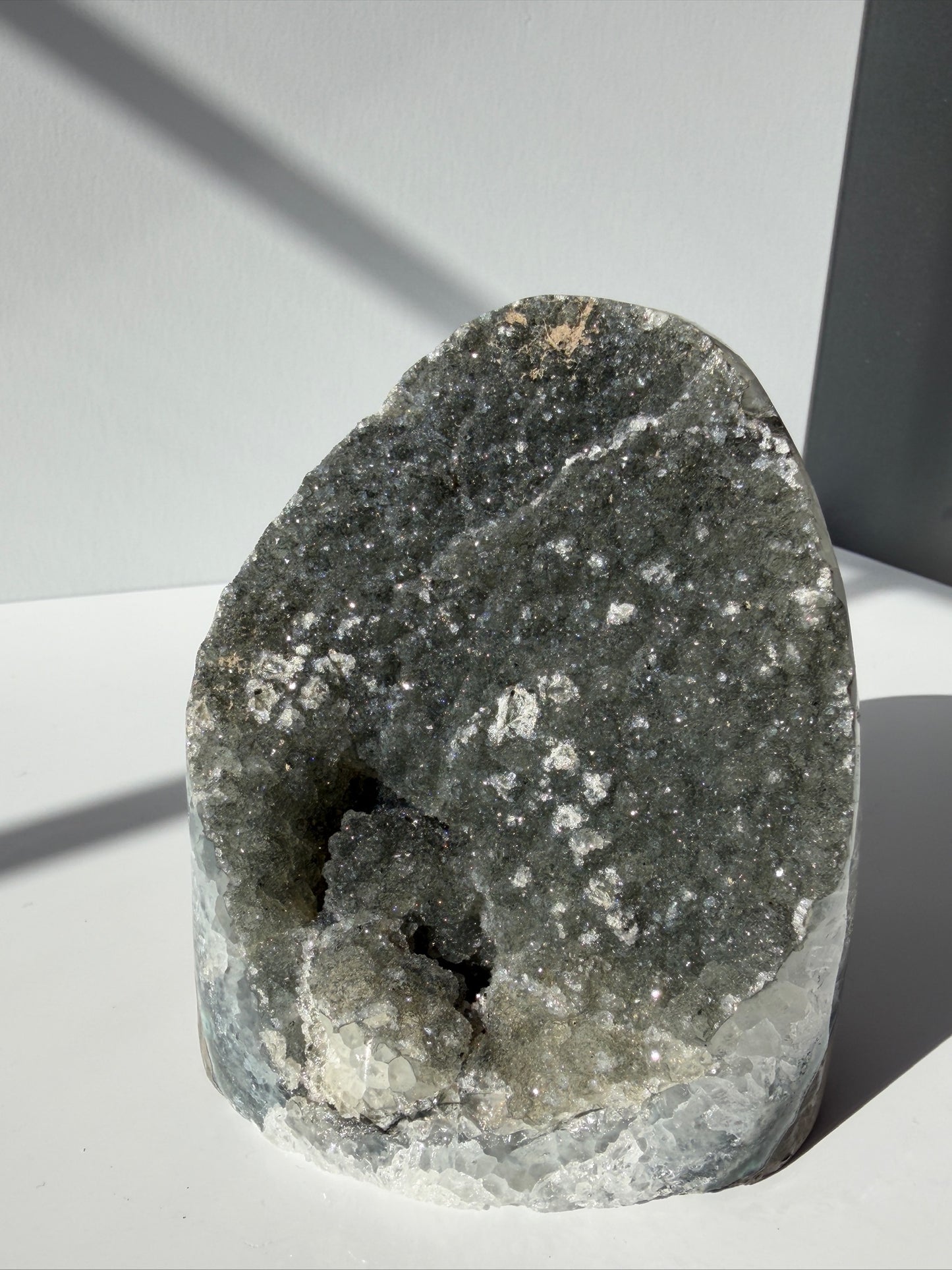 Green + Gray Snowy Sugar Amethyst Cutbase