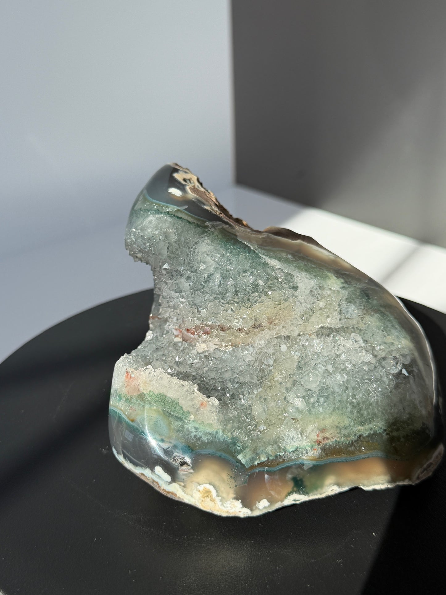 High-Grade Unique Bi-color Green Amethyst on Agate Freeform  - Rare!