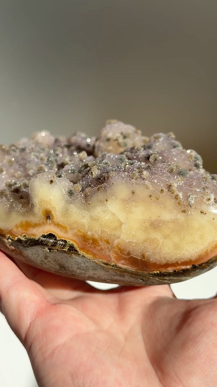 Rare Naturally Spotted Yellow & Lilac Sugar Amethyst Freeform with Geothite - very unique!