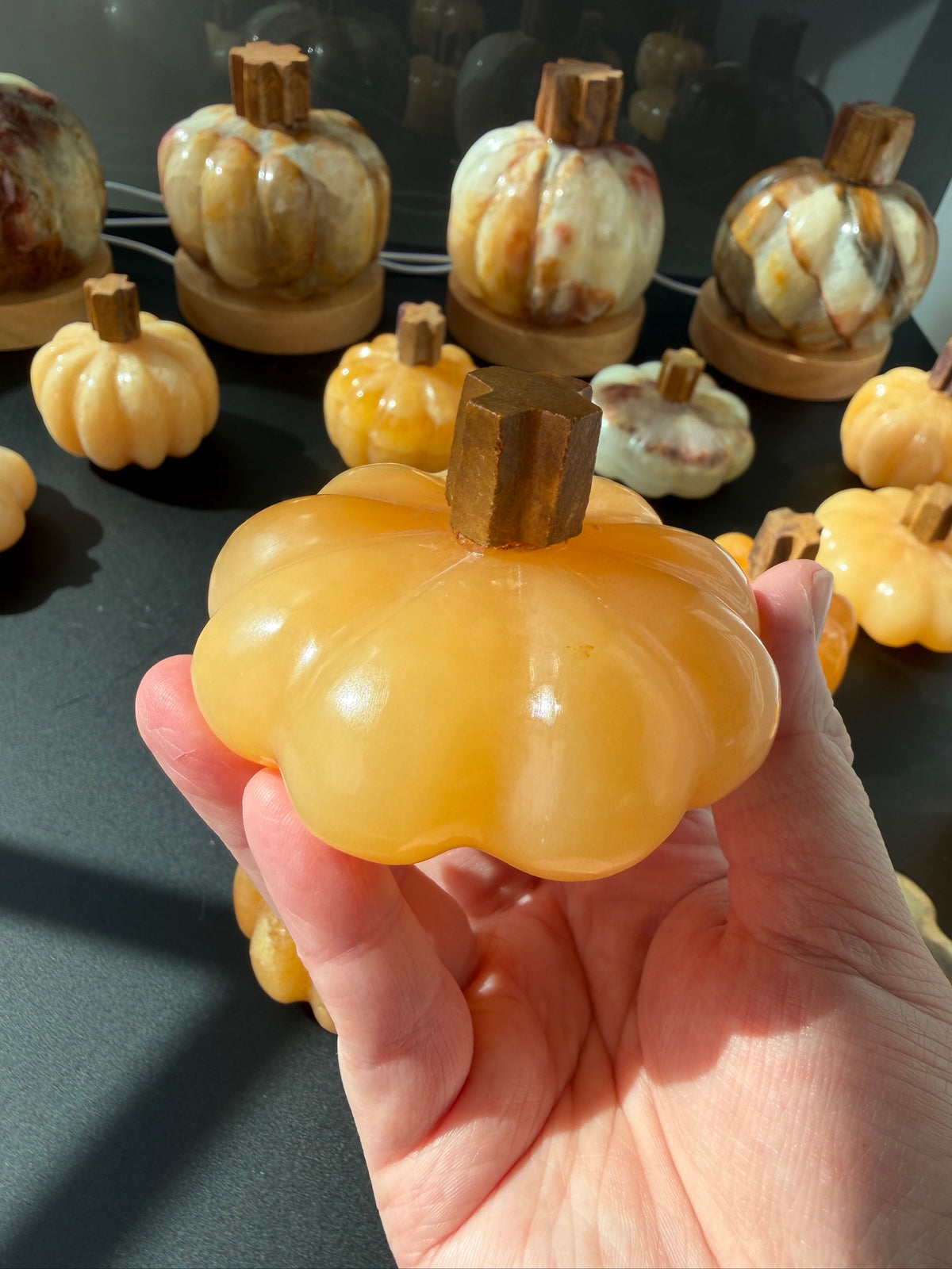 Mexican Calcite Onyx Pumpkins & Pumpkin Lamps | Hand-Carved | Quality | Fall Halloween Decor