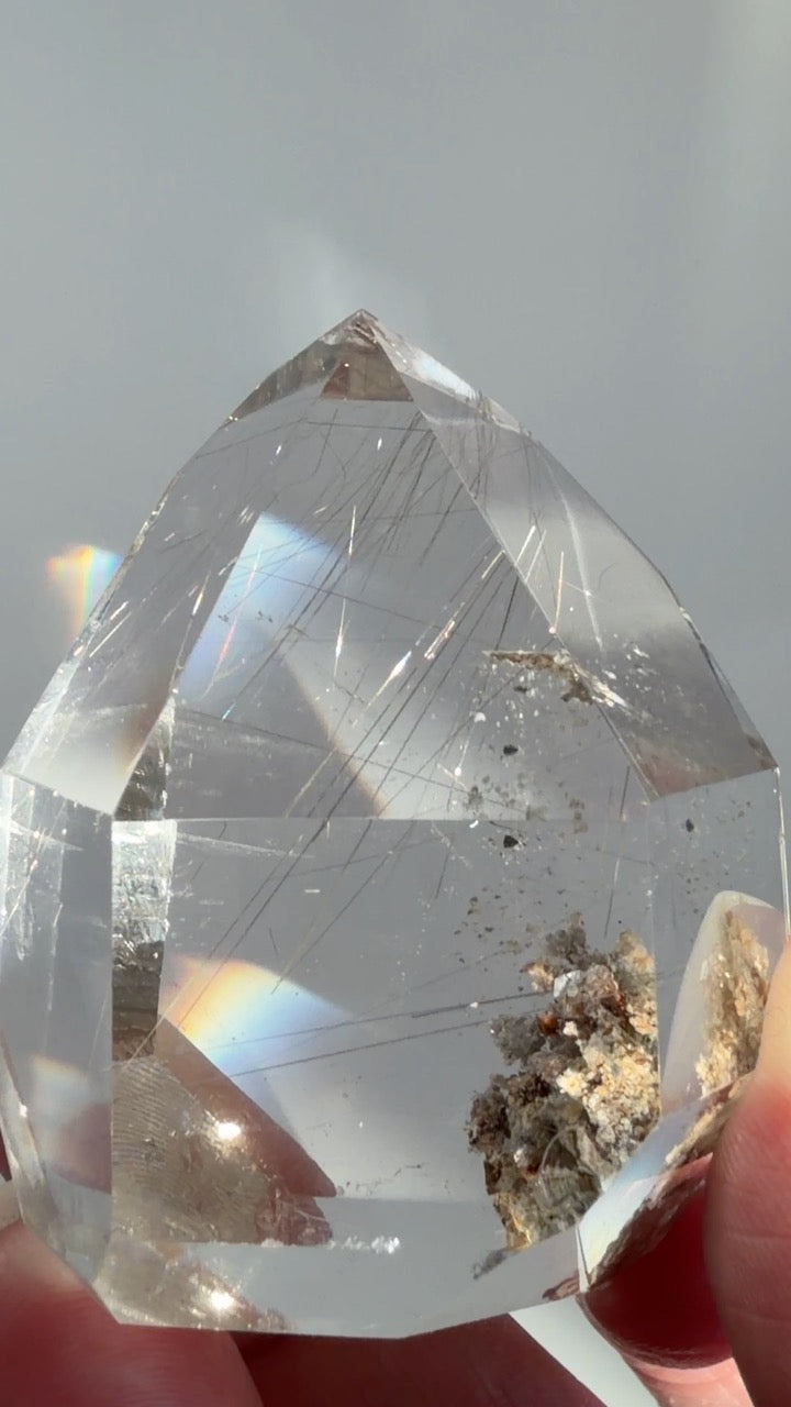 Silver Rutilated Quartz with Lodolite Freeform