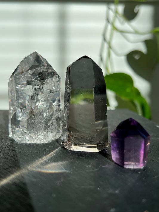 Handpicked Bundle - Lemurian Quartz, Smokey Quartz, and Amethyst