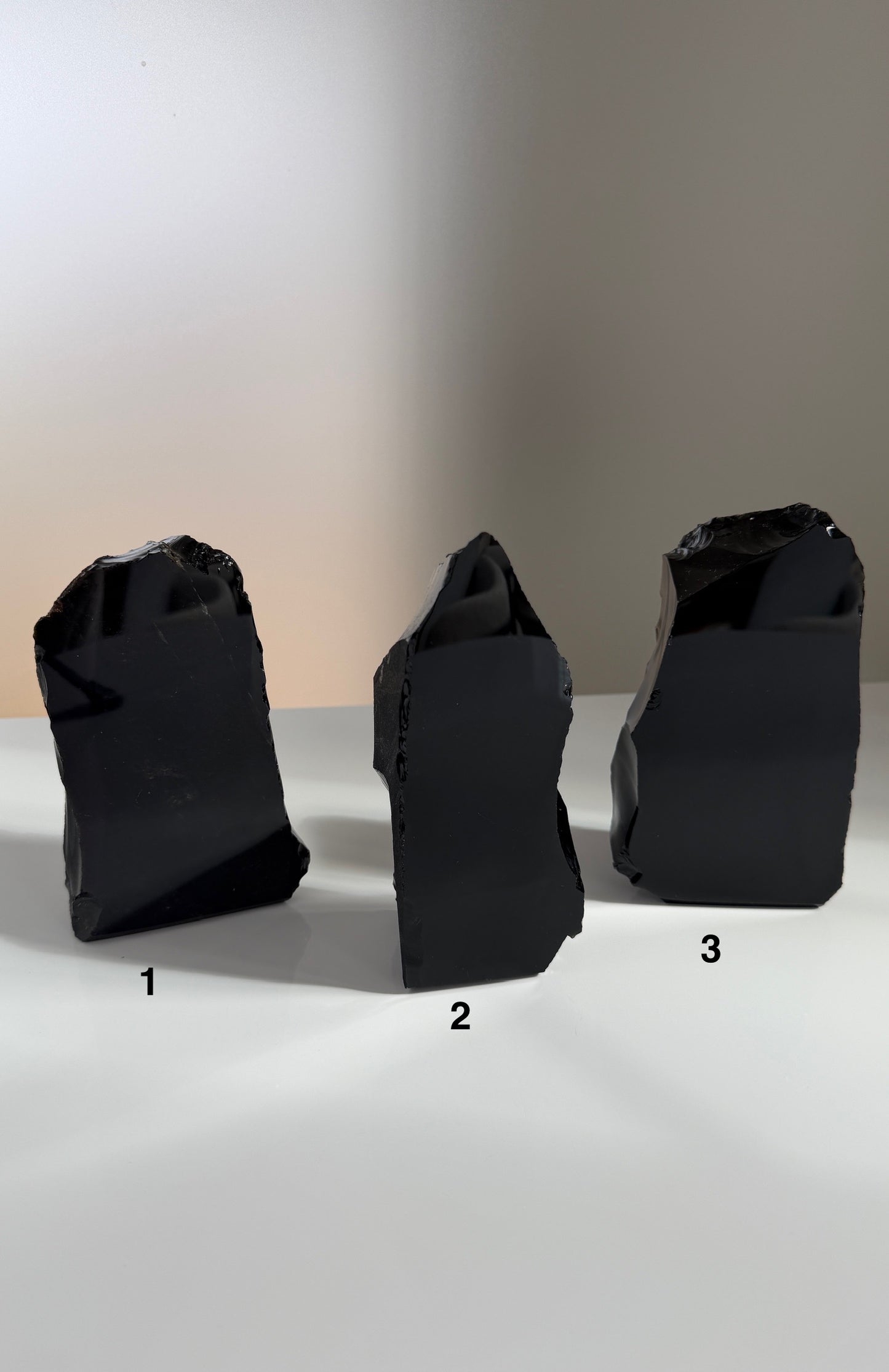 Striking Black Obsidian Freeforms - Rough with Polished Face