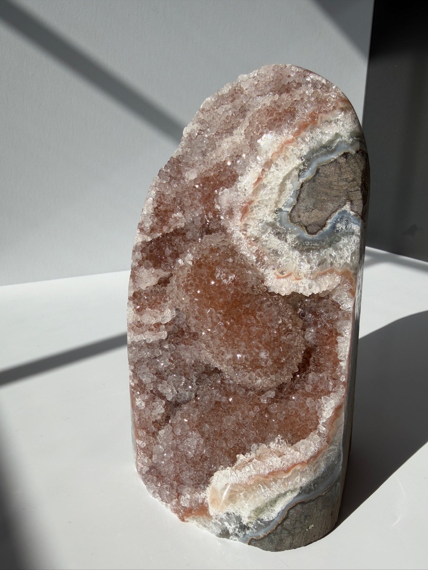 Druzy Pink Amethyst Cutbase with Bubbly Formations