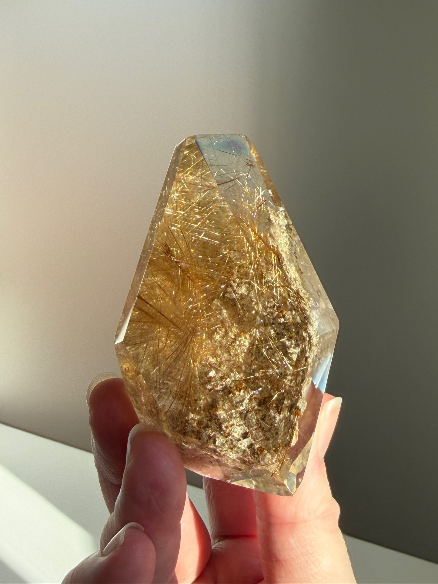 Golden Rutilated Quartz with Lodolite Freeform