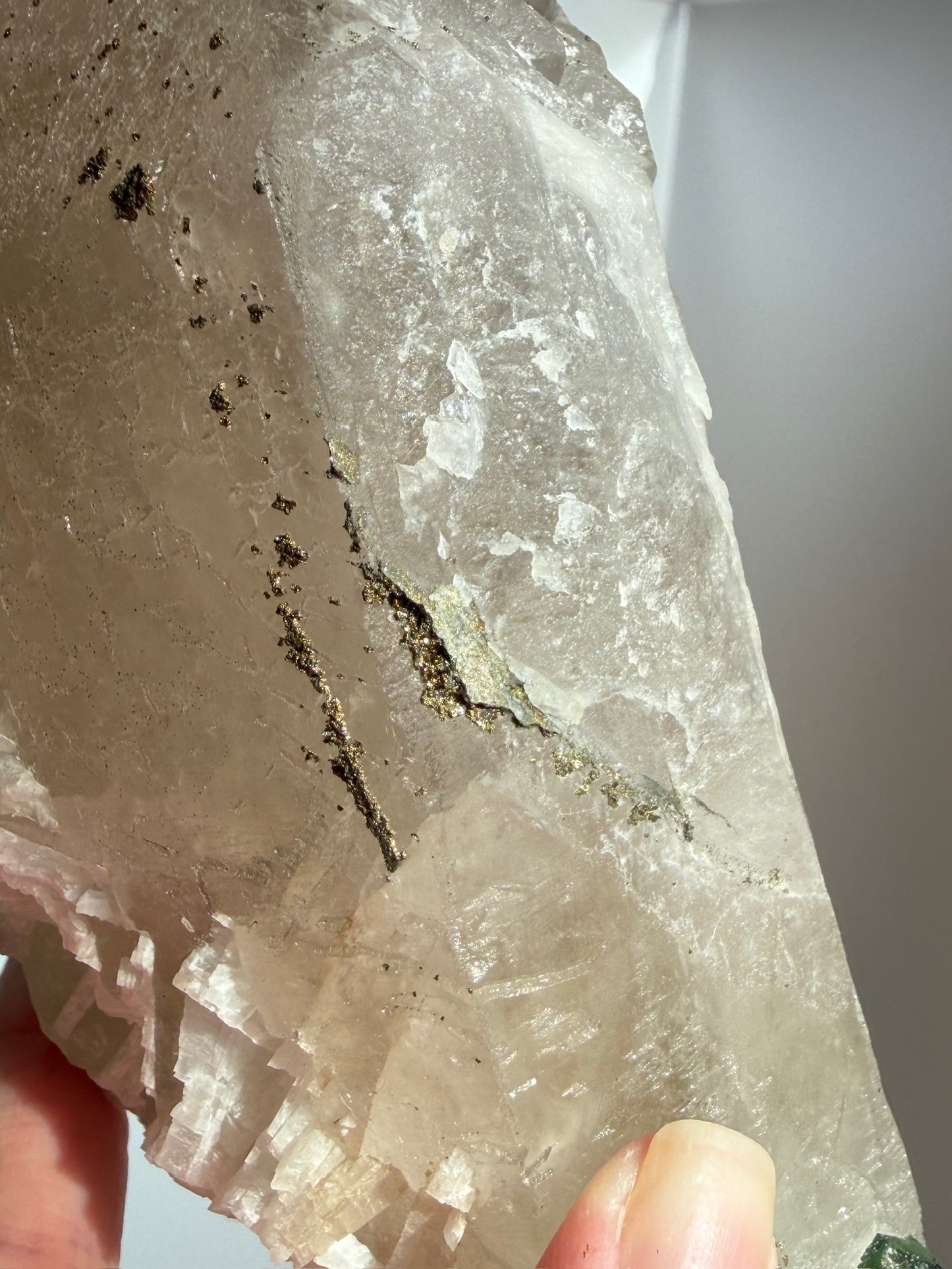 Cathedral Quartz with Green Tourmaline & Pyrite