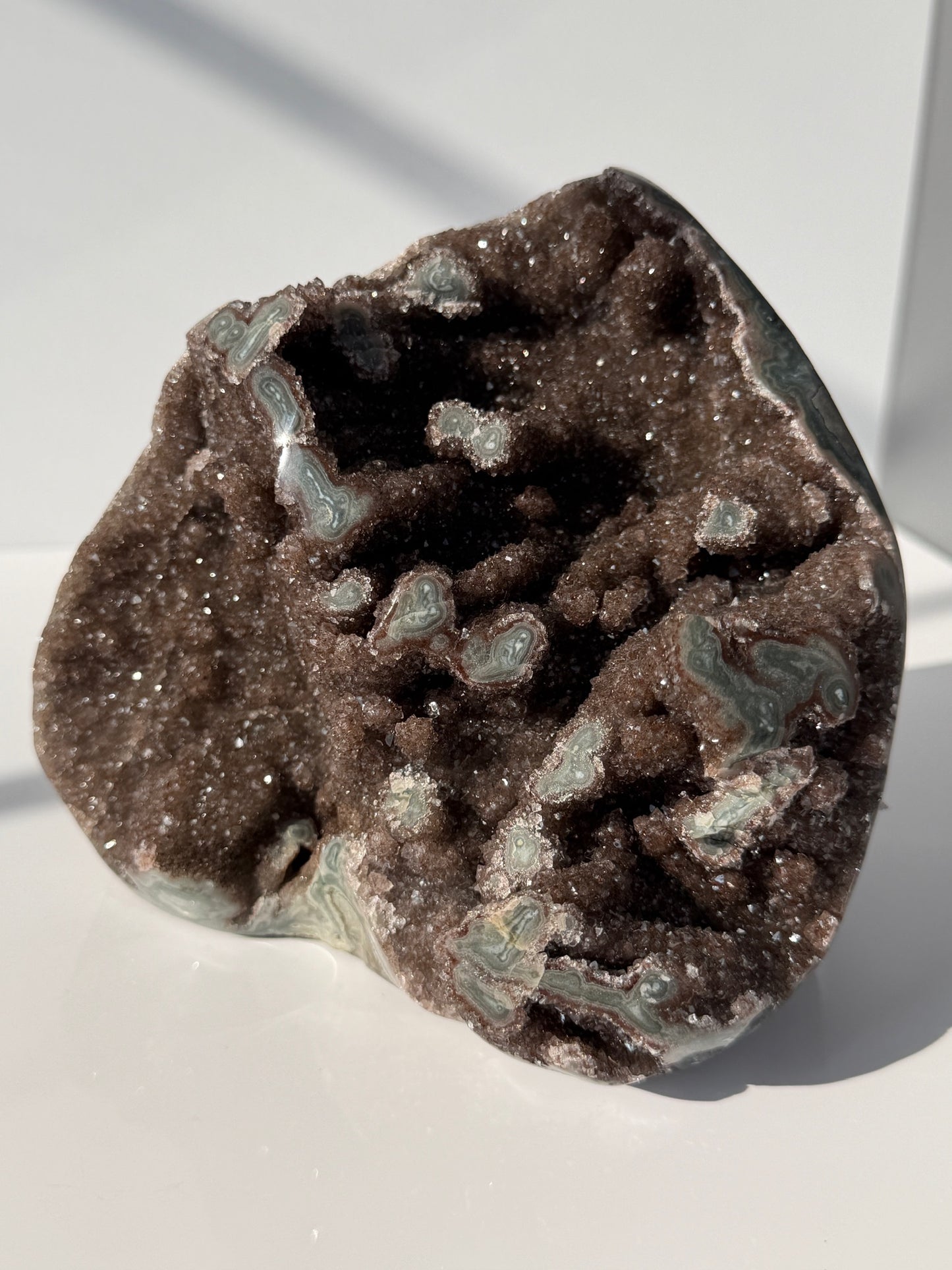 XL Stalactite-Filled Mocha Amethyst Cutbase - Unique Statement Piece