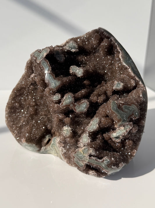 XL Stalactite-Filled Mocha Amethyst Cutbase - Unique Statement Piece