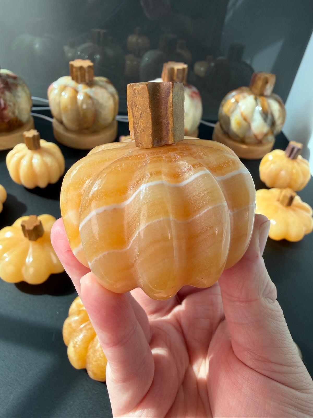 Mexican Calcite Onyx Pumpkins & Pumpkin Lamps | Hand-Carved | Quality | Fall Halloween Decor