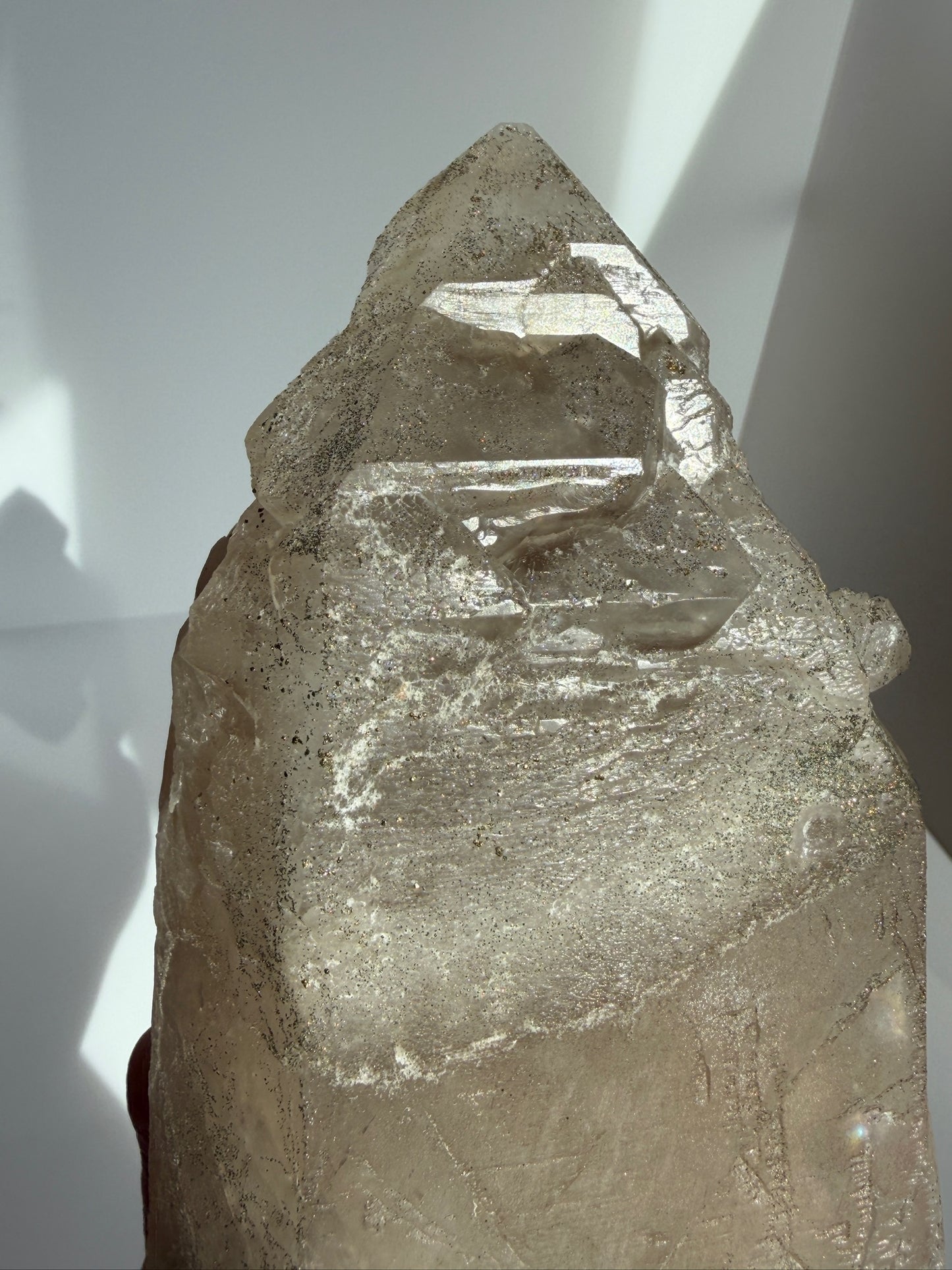 Cathedral Quartz with Green Tourmaline & Pyrite