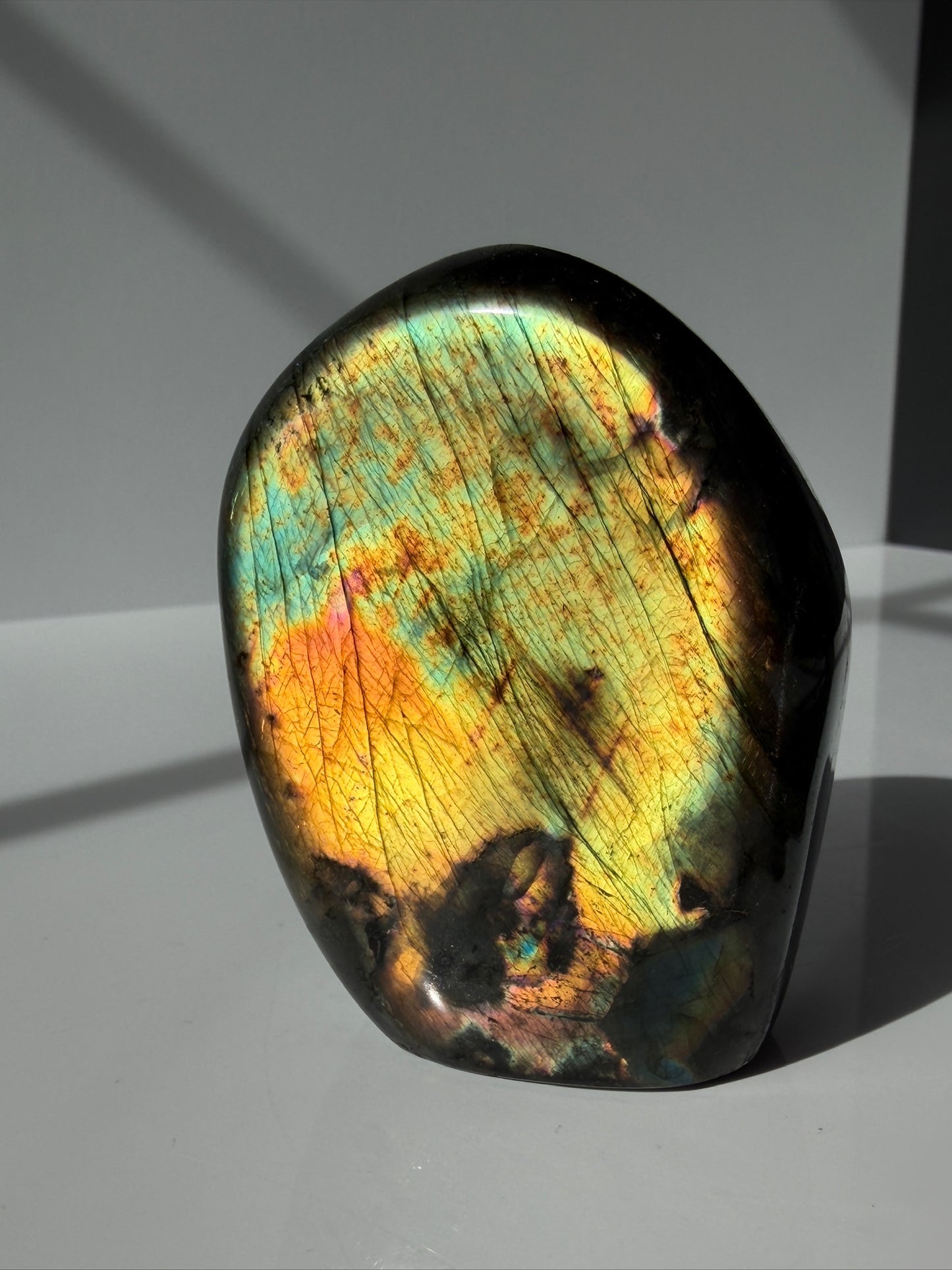 Super Flashy Golden Green Labradorite Freeform