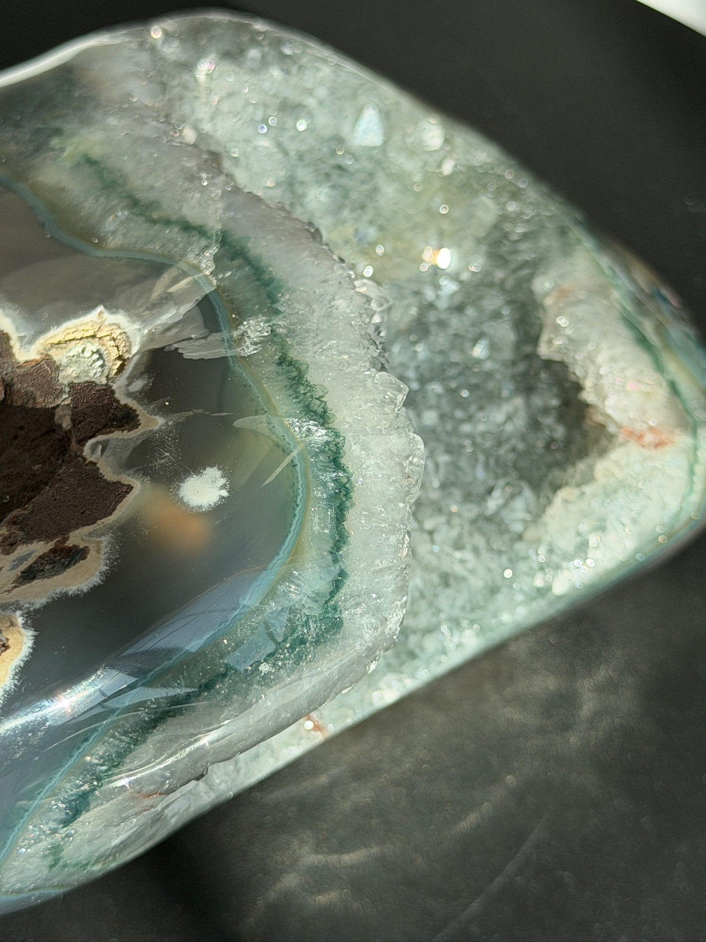High-Grade Unique Bi-color Green Amethyst on Agate Freeform  - Rare!