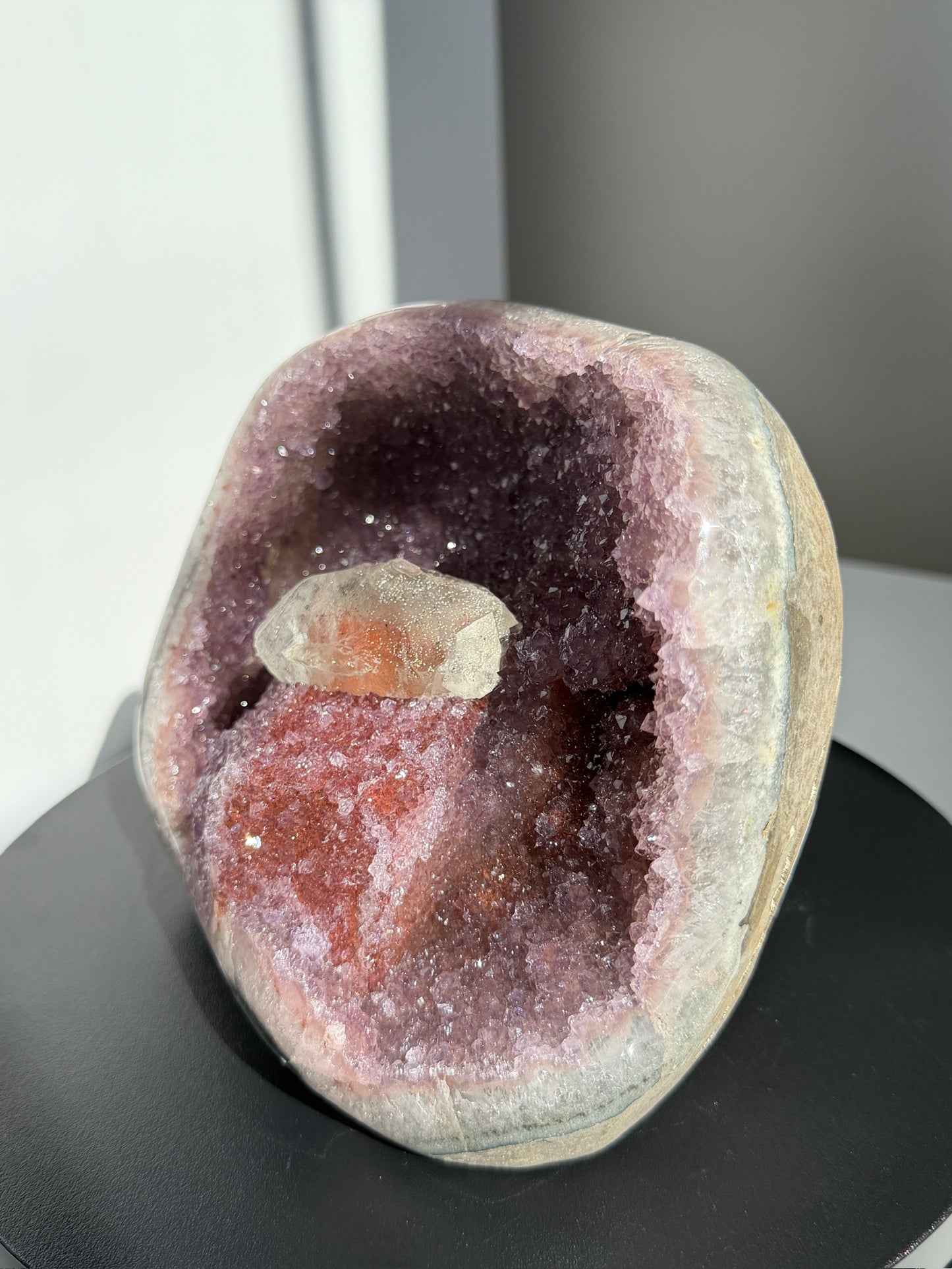 Pink Amethyst Cave with Calcite & Geothite - Collector Grade