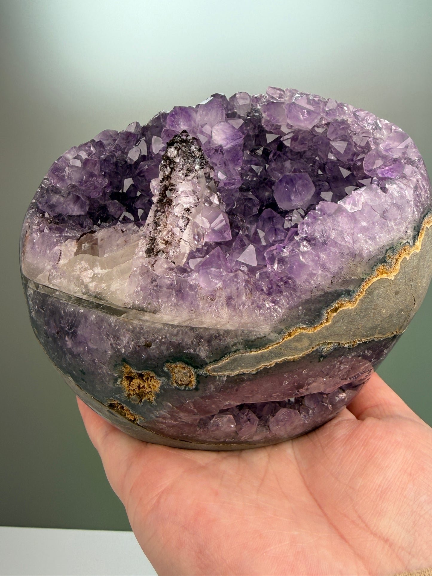 Purple Amethyst with “Shark Fin” Calcite Hematite Geothite | Collector’s Grade | Unique Statement Piece