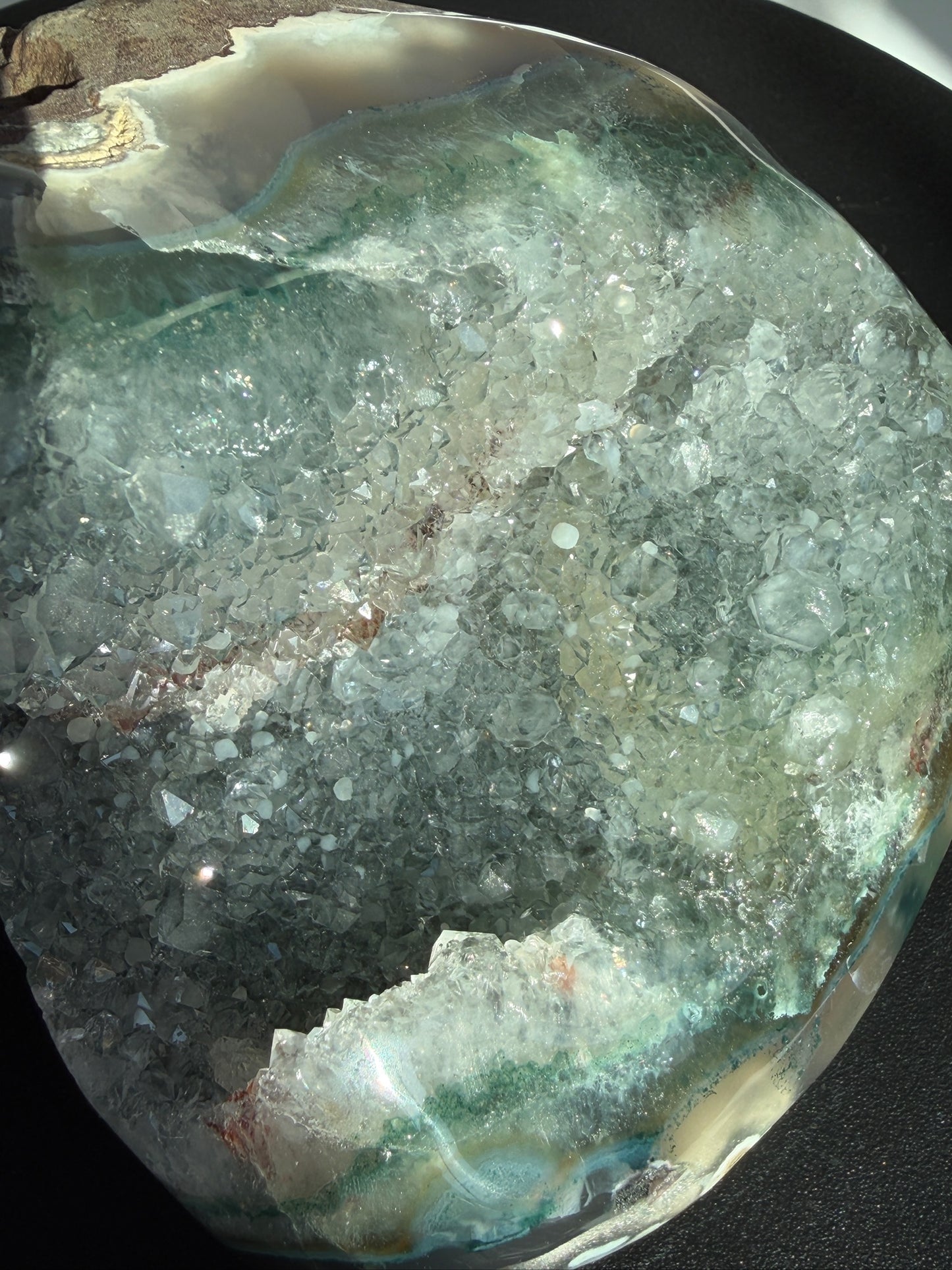 High-Grade Unique Bi-color Green Amethyst on Agate Freeform  - Rare!
