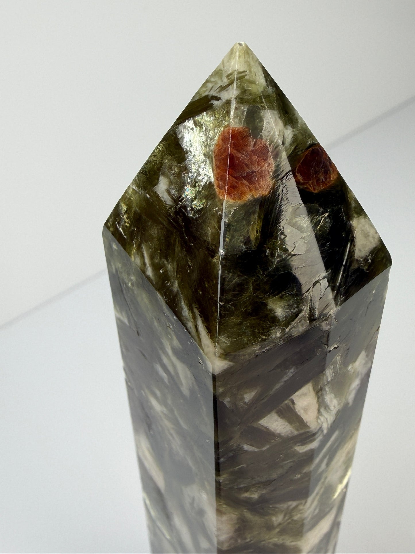 Green Mica with Spessartine Garnet & Feldspar Tower | Mongolia | Rare Mineral Combination | Collectible