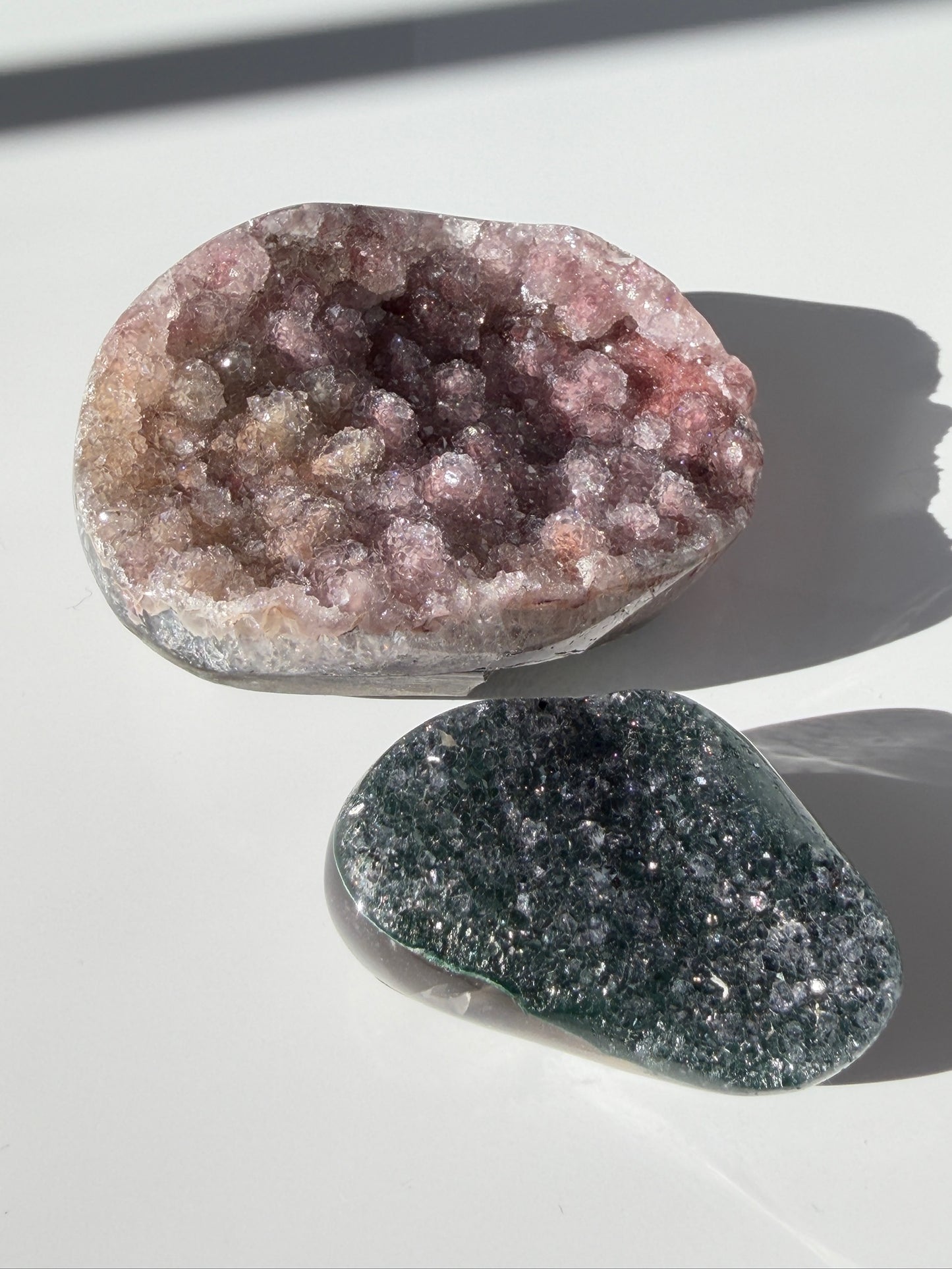 High Quality Natural Bi-Color Pink and Green Polished Amethyst Free Forms Set - rare combination