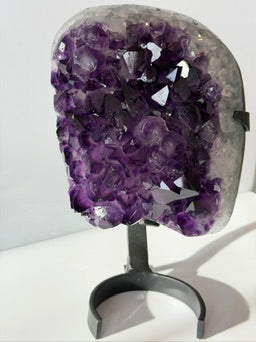 Large Deep Jelly Purple Uruguay Amethyst Agate on Stand