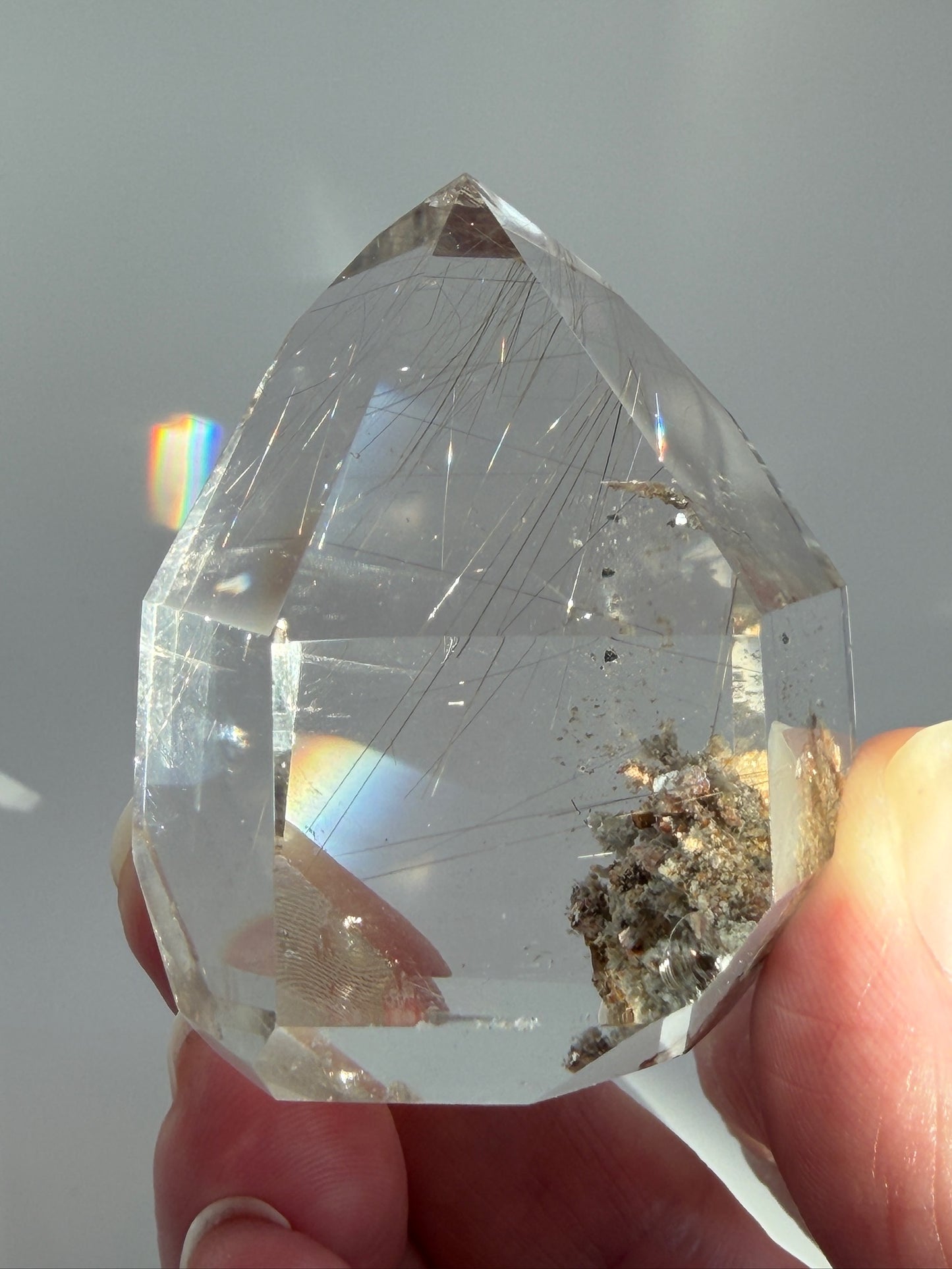 Silver Rutilated Quartz with Lodolite Freeform