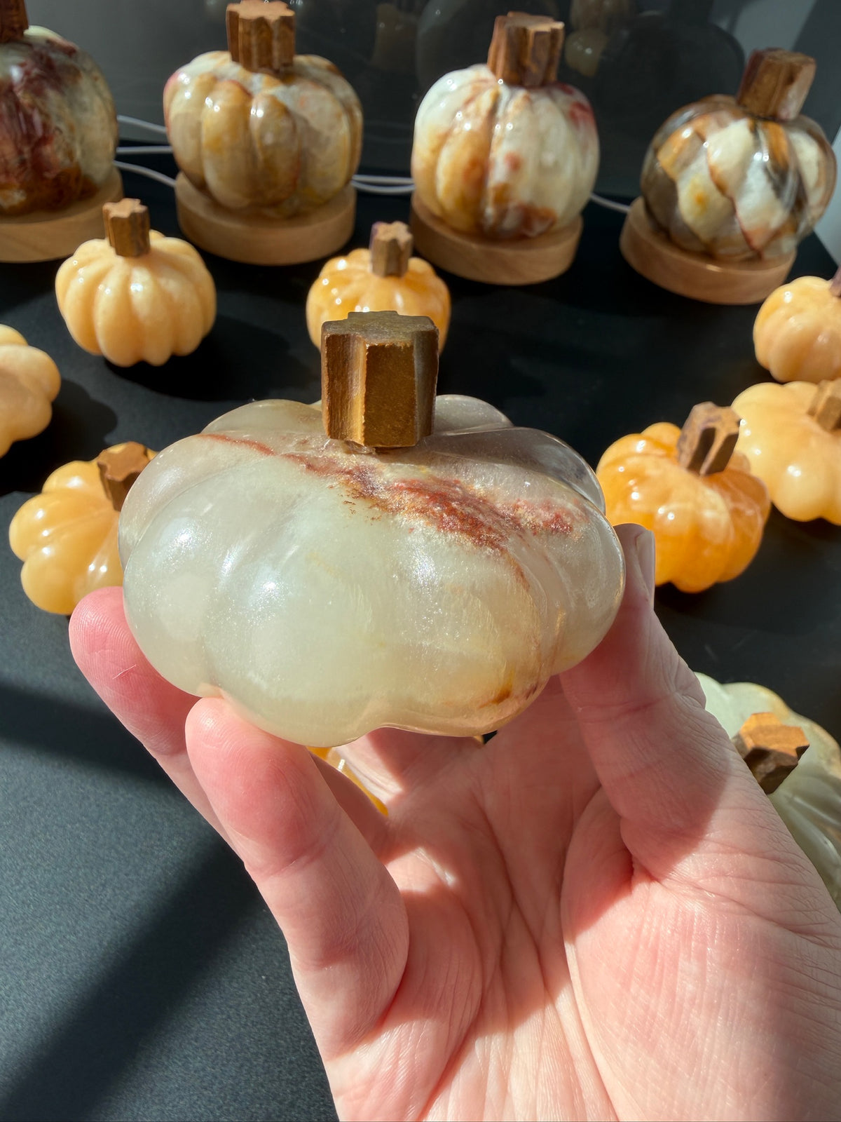 Mexican Calcite Onyx Pumpkins & Pumpkin Lamps | Hand-Carved | Quality | Fall Halloween Decor