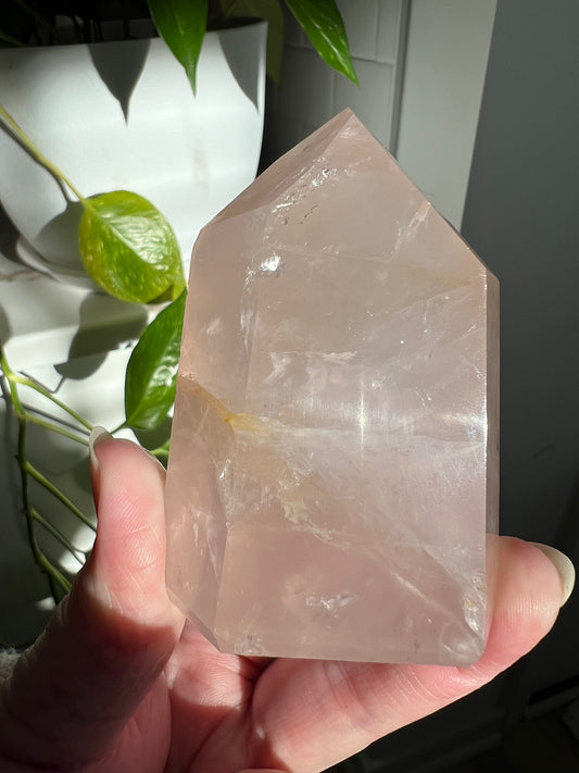 Rose Quartz Tower with Golden Healer Quartz