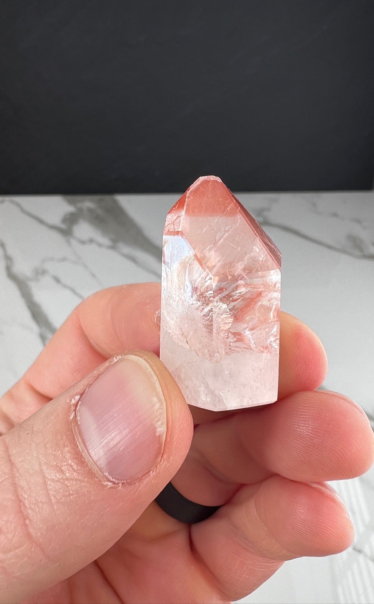 Pink Scarlet Lemurian Quartz Mini Tower