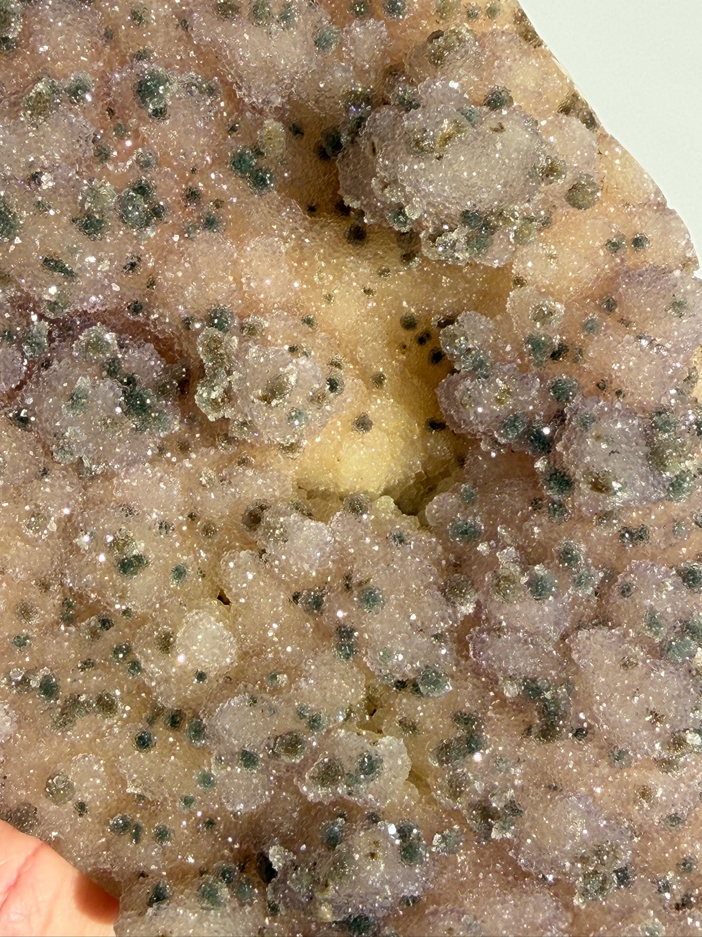 Rare Naturally Spotted Yellow & Lilac Sugar Amethyst Freeform with Geothite - very unique!