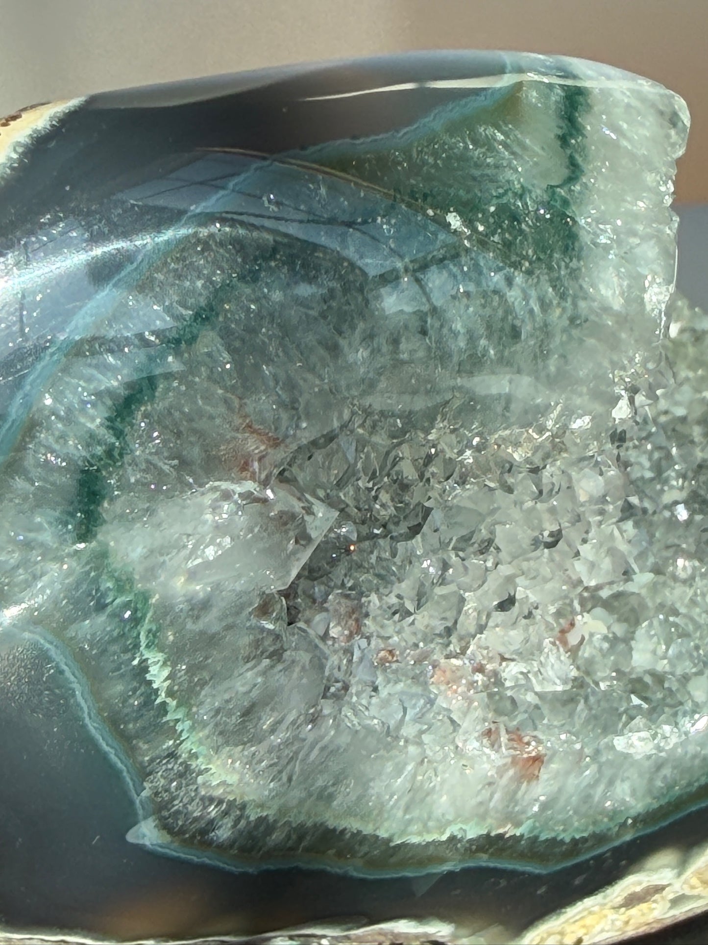 High-Grade Unique Bi-color Green Amethyst on Agate Freeform  - Rare!