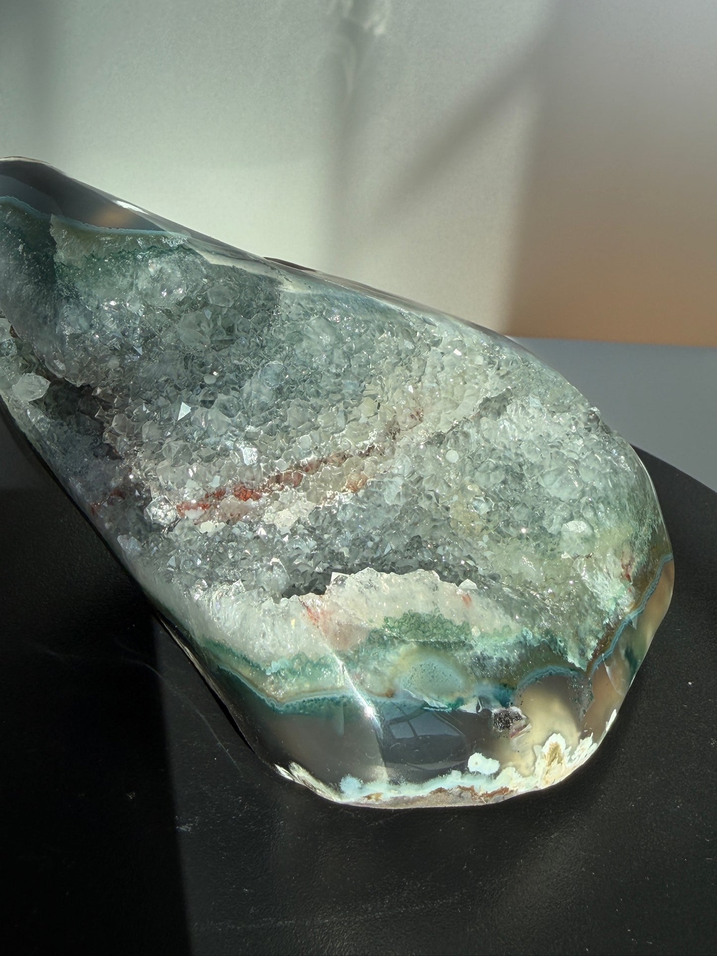 High-Grade Unique Bi-color Green Amethyst on Agate Freeform  - Rare!