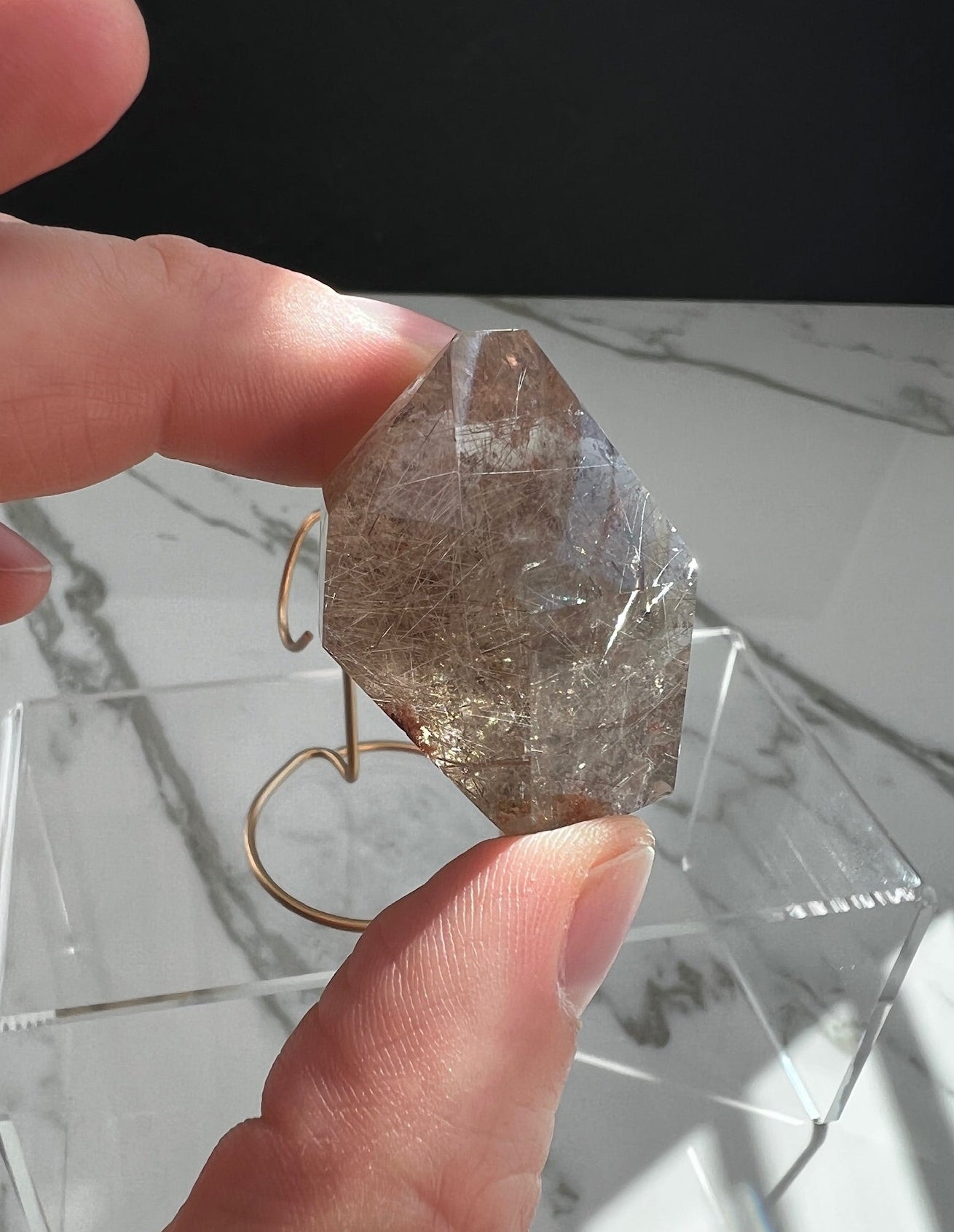 Rutilated Quartz on Stand