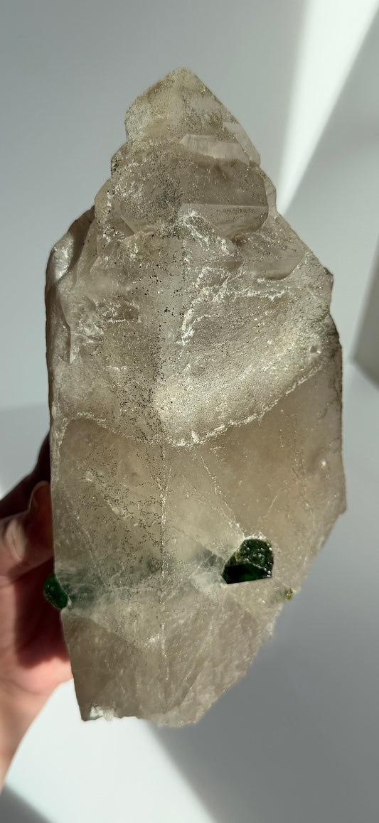 Cathedral Quartz with Green Tourmaline & Pyrite