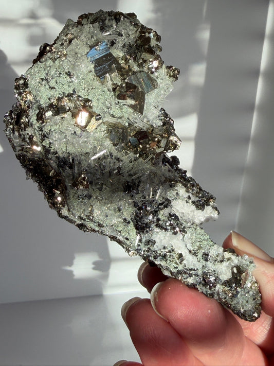 High Grade Pyrite, Sphalerite with Needle Quartz