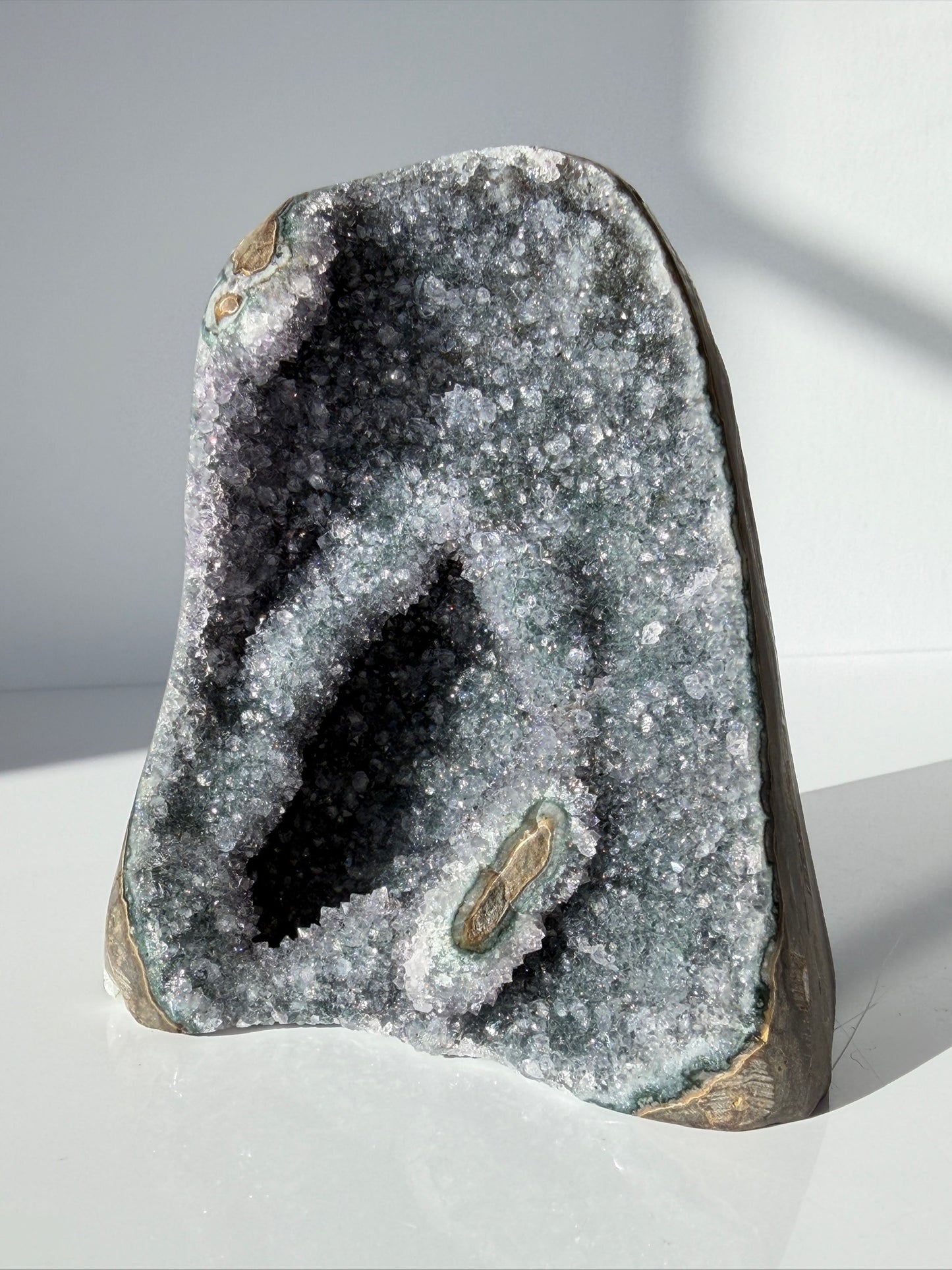 Highly Unique Bi-Color Green & Purple Amethyst with Stalactite Formation