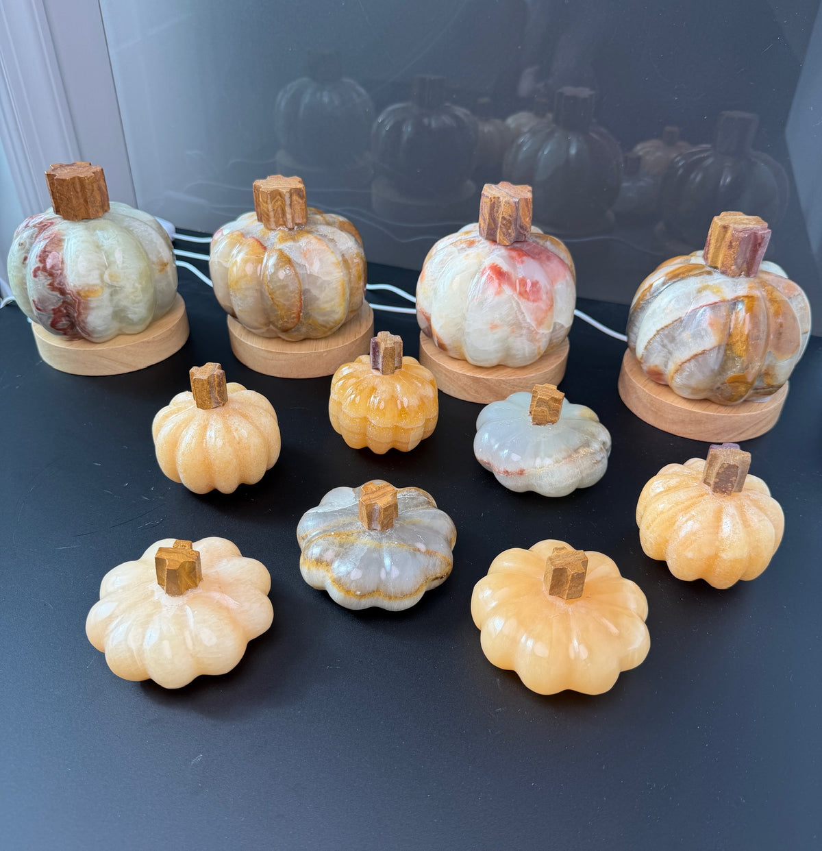 Mexican Calcite Onyx Pumpkins & Pumpkin Lamps | Hand-Carved | Quality | Fall Halloween Decor