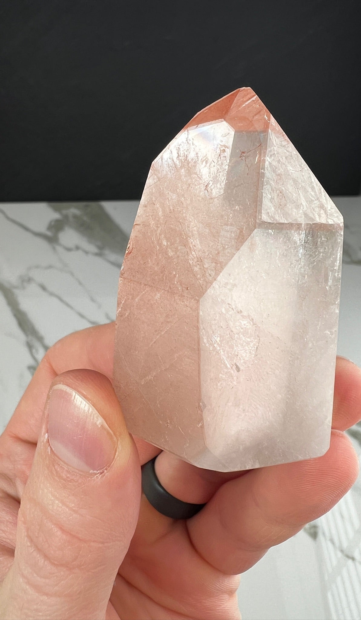 Pink Scarlet Lemurian Quartz Tower