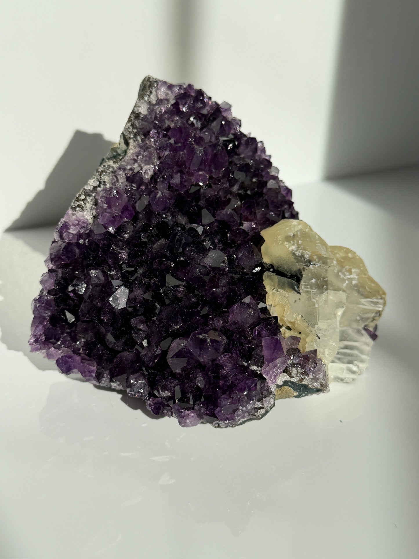 High Grade Amethyst Cluster with Calcite