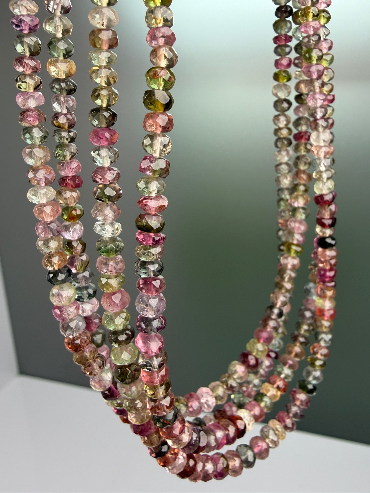 Authentic Brazilian Rainbow Multi Tourmaline Necklace | Hand-Faceted | 925 Sterling Silver | High Grade