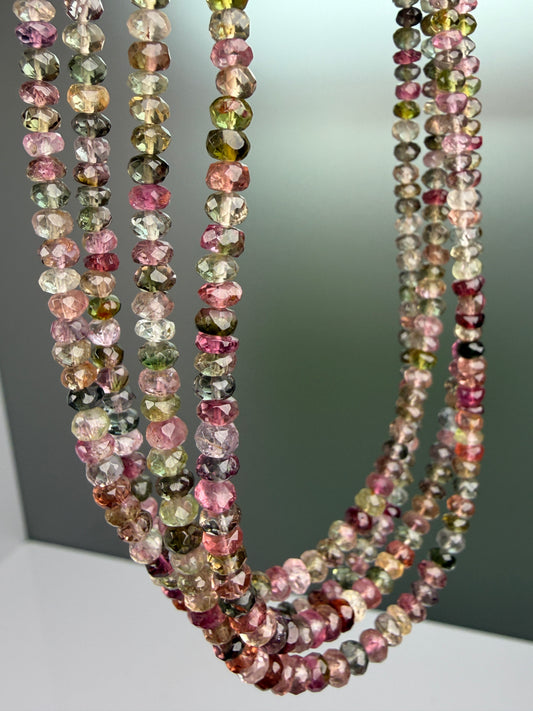Authentic Brazilian Rainbow Multi Tourmaline Necklace | Hand-Faceted | 925 Sterling Silver | High Grade