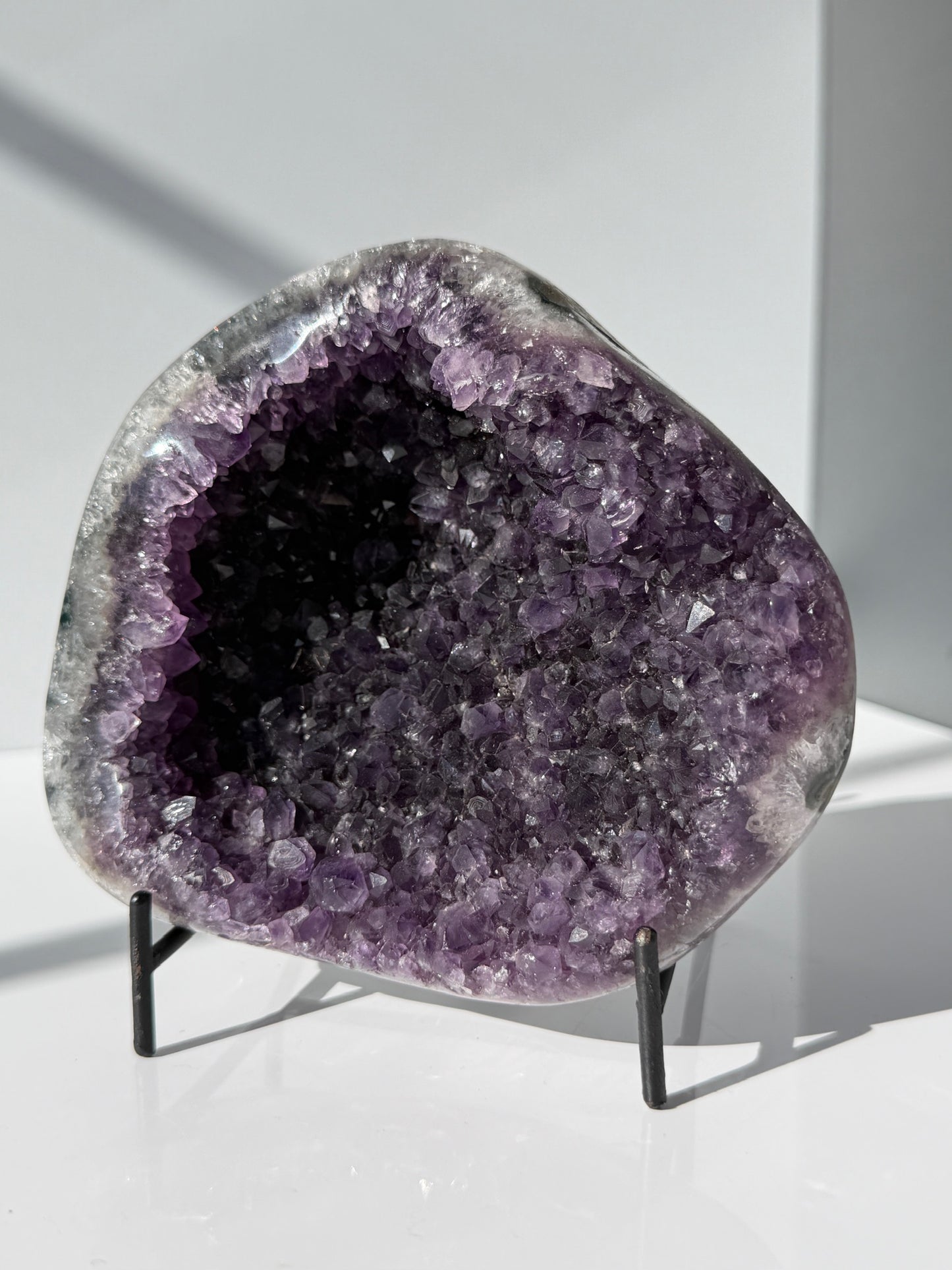 Deep Purple Amethyst Cave with Stand - High Quality