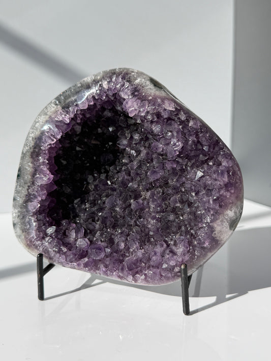 Deep Purple Amethyst Cave with Stand - High Quality
